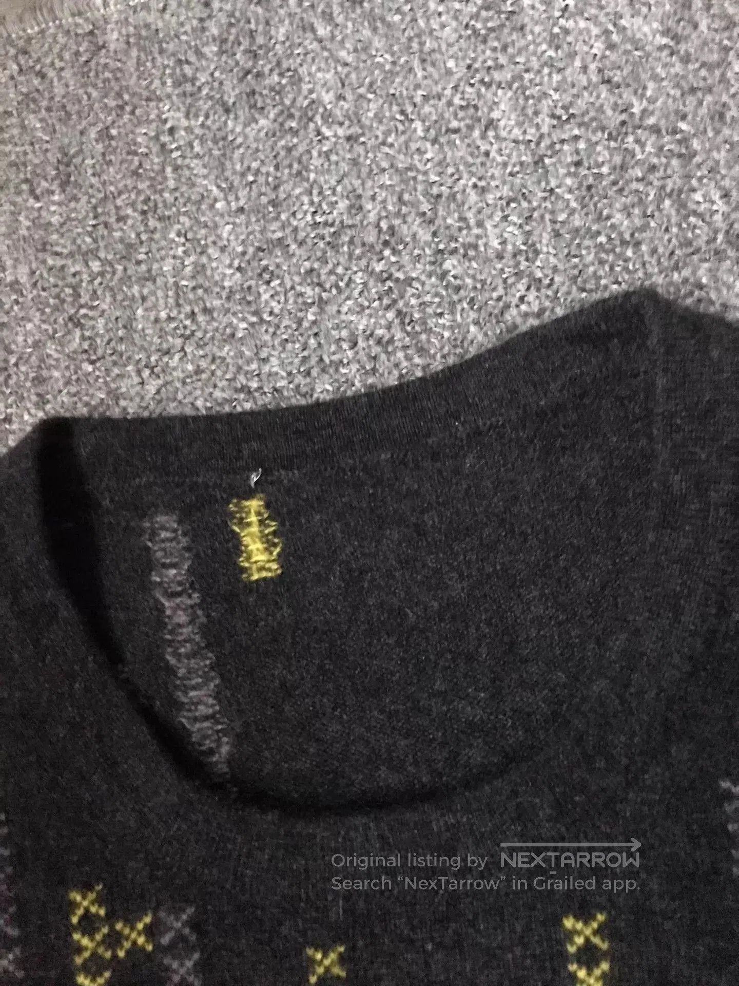 Hermes Black XL Sweater with Yellow Stitch Pattern. Size US XL / EU 56 / 4 - 4 Thumbnail