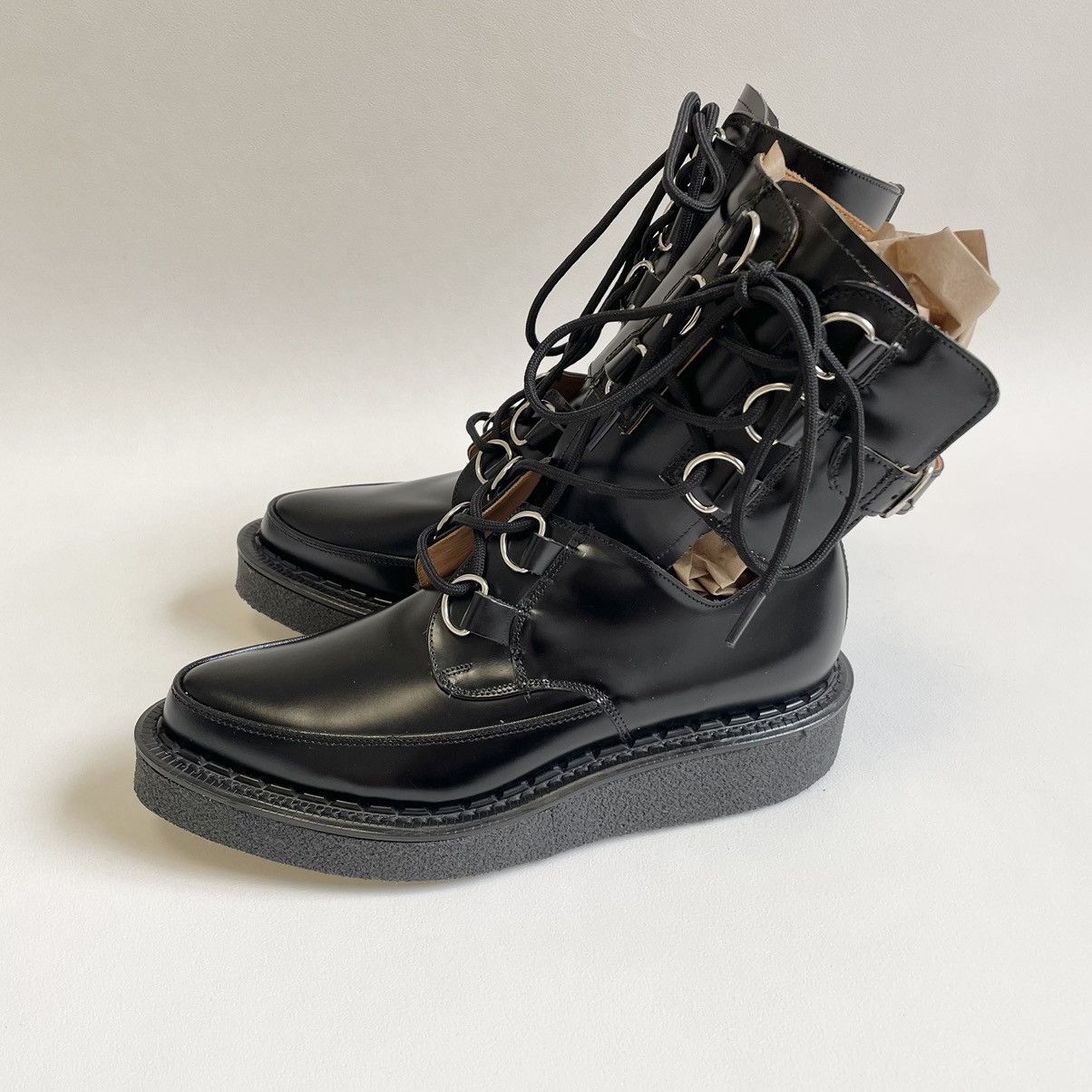 Comme des Garcons Black Leather Combat Boot Creepers Size US 9 / IT 39 - 10 Thumbnail