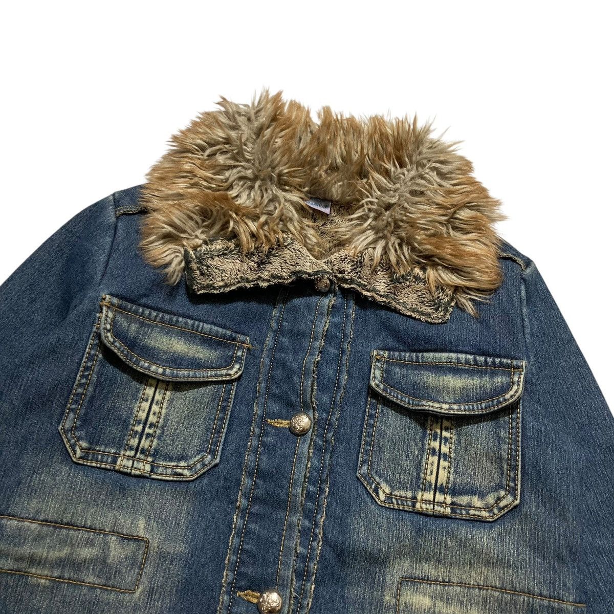 If Six Was Nine BLUE MARINE - Denim Fur Sherpa Multi Pocket Jacket Japanese Size S / US 4 / IT 40 - 4 Thumbnail