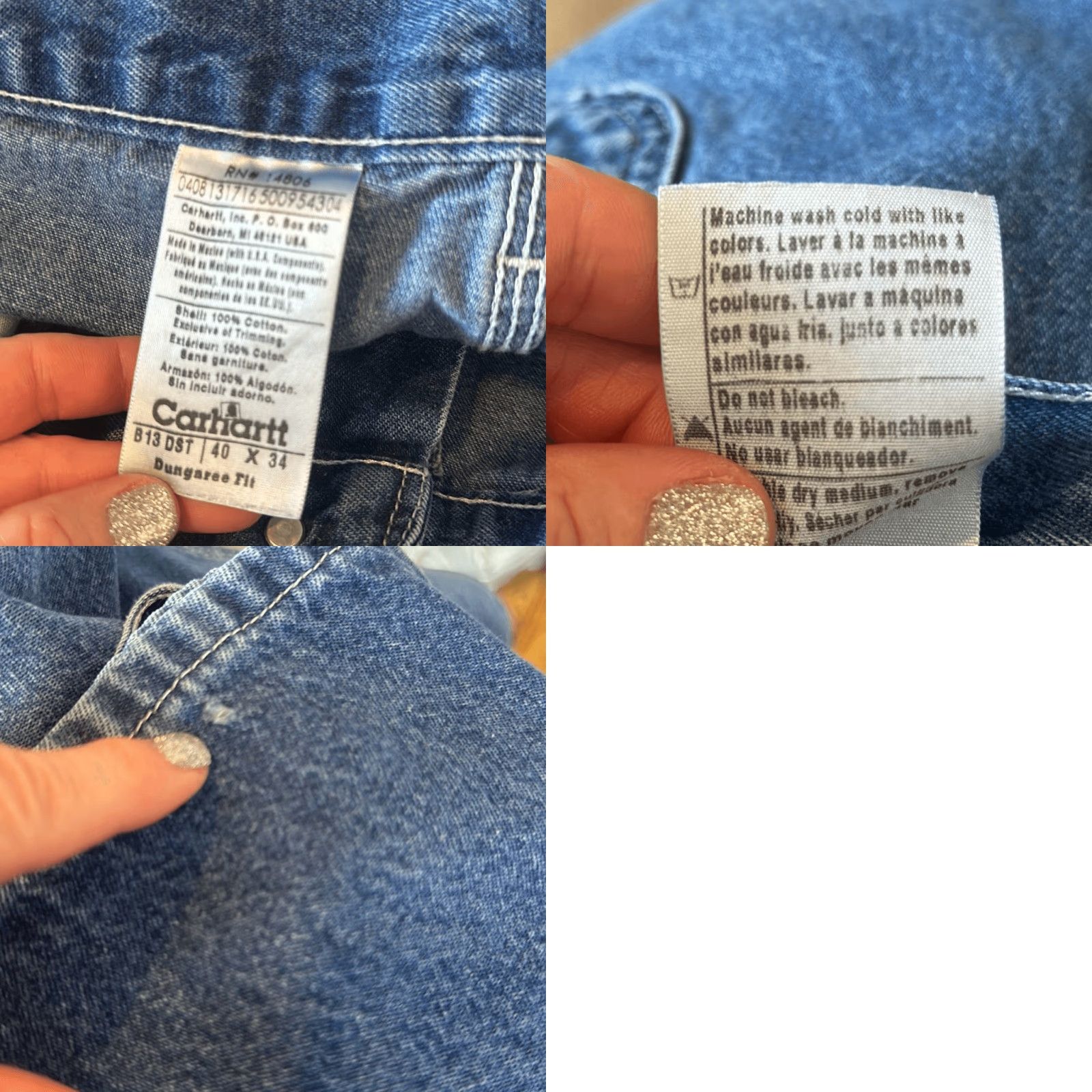 Carhartt VINTAGE Carhartt Dungaree Fit Mens Carpenter Jeans W40 L34 Blue Straight Jeans Mens Size US 40 / EU 56 - 8 Thumbnail
