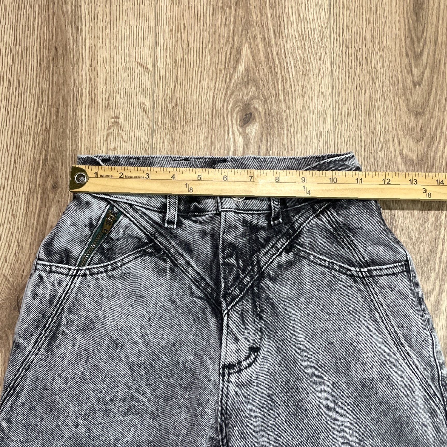 Lee VINTAGE Lee Black Acid Wash Jeans 80s High Rise Tapered Juniors 5 Long Size 27" / US 4 / IT 40 - 3 Thumbnail