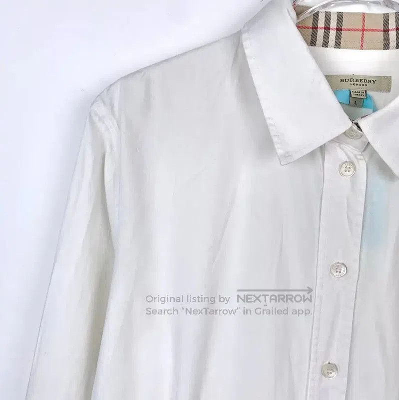 Burberry Burberry White Cotton Women's Long Sleeve Shirt. Size L / US 10 / IT 46 - 3 Thumbnail