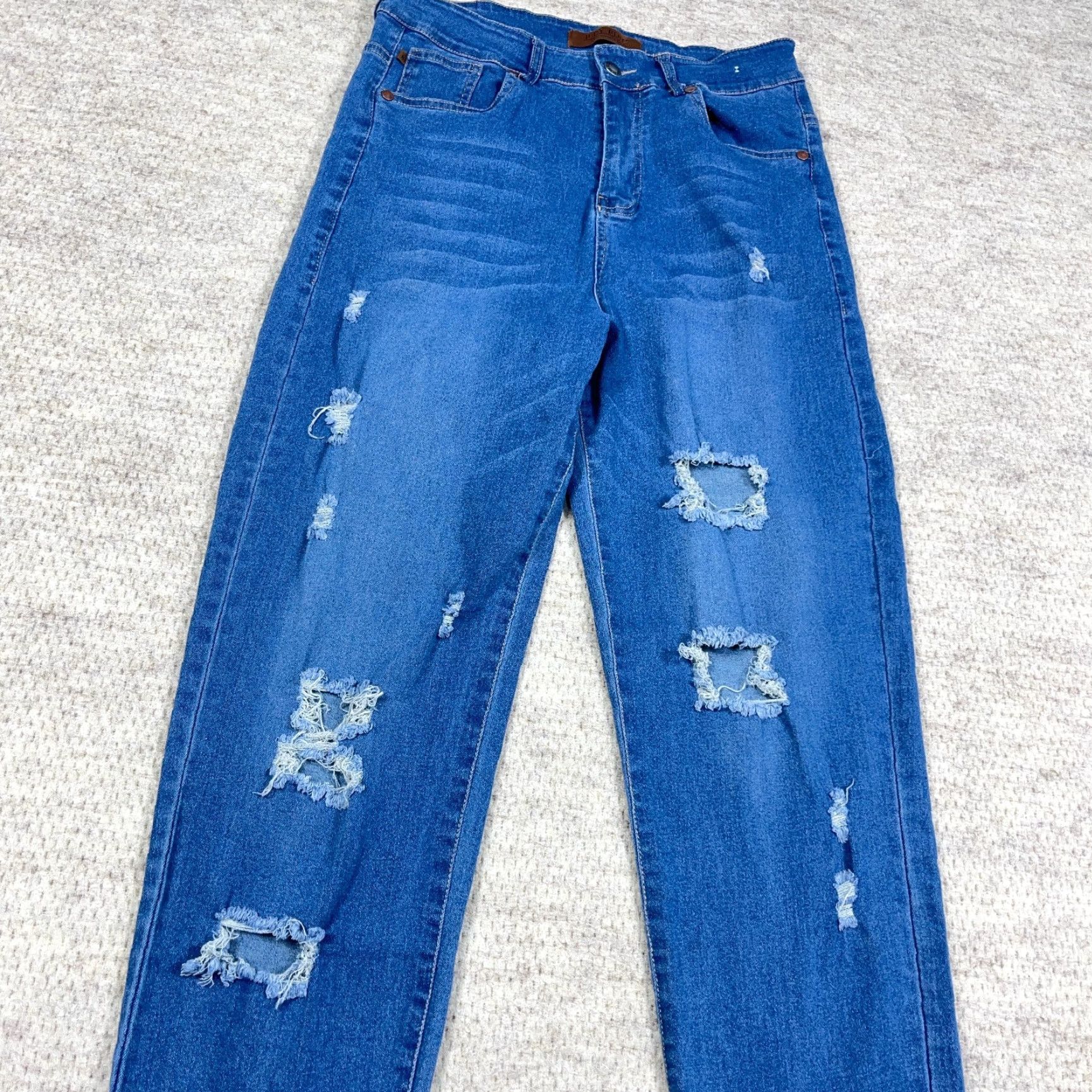 Vintage Judy Blue Jeans Women Medium Skinny Fit Jegging Med Wash High Rise Holes Rips Size 32" / US 10 / IT 46 - 3 Thumbnail