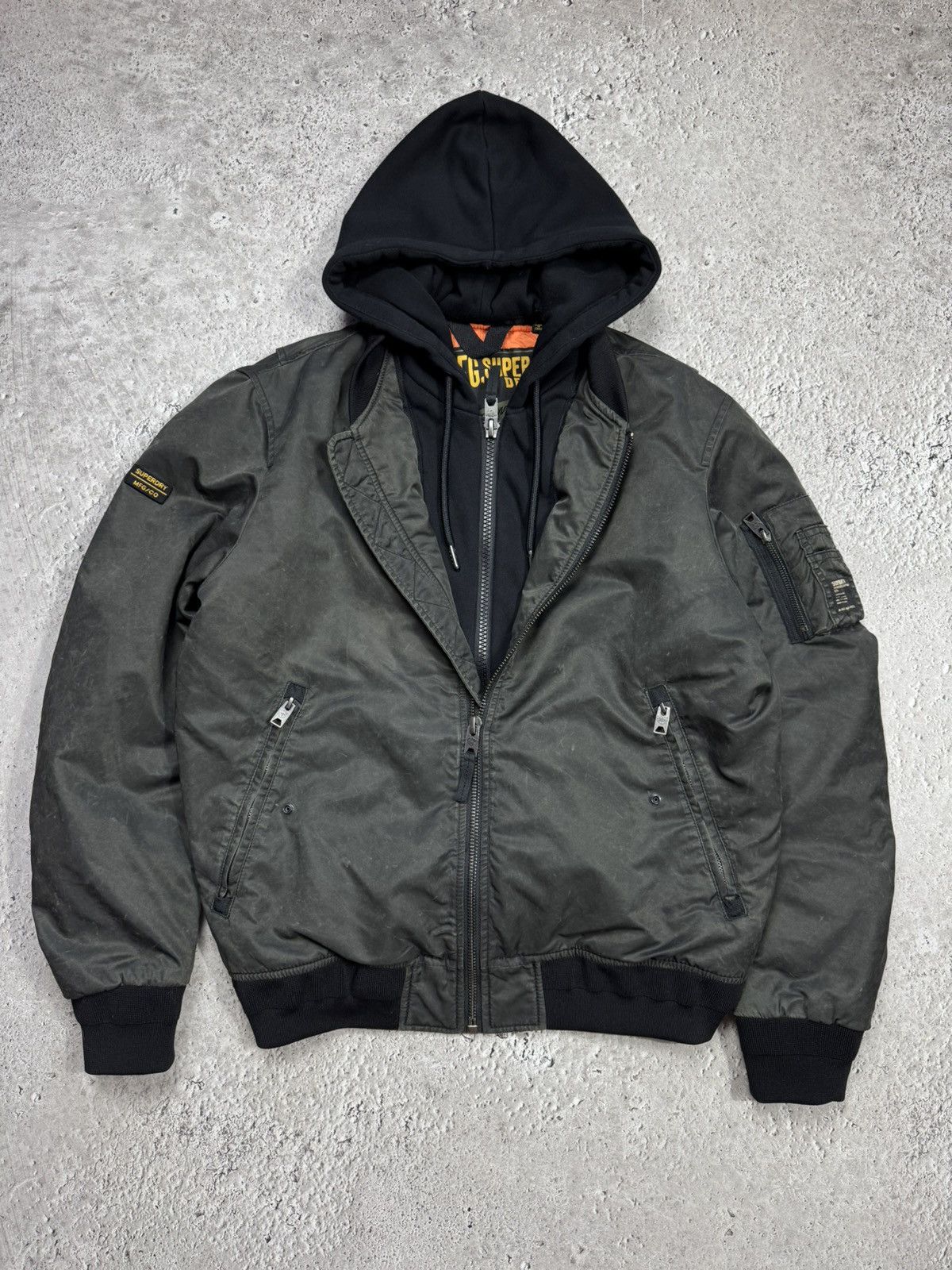Superdry Superdry Utility Wear Hooded Bomber Jacket Double Zip L Size US L / EU 52-54 / 3 - 1 Thumbnail