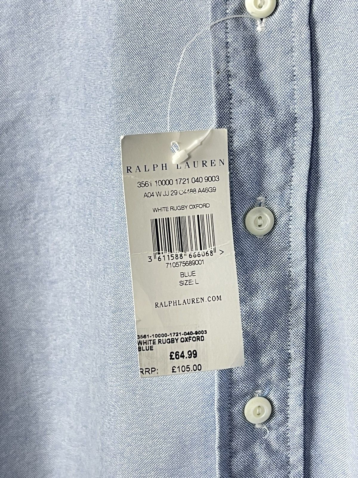 Polo Ralph Lauren Polo Ralph Lauren White Rugby Oxford Blue Shirt Men’s Size L Size US L / EU 52-54 / 3 - 16 Thumbnail