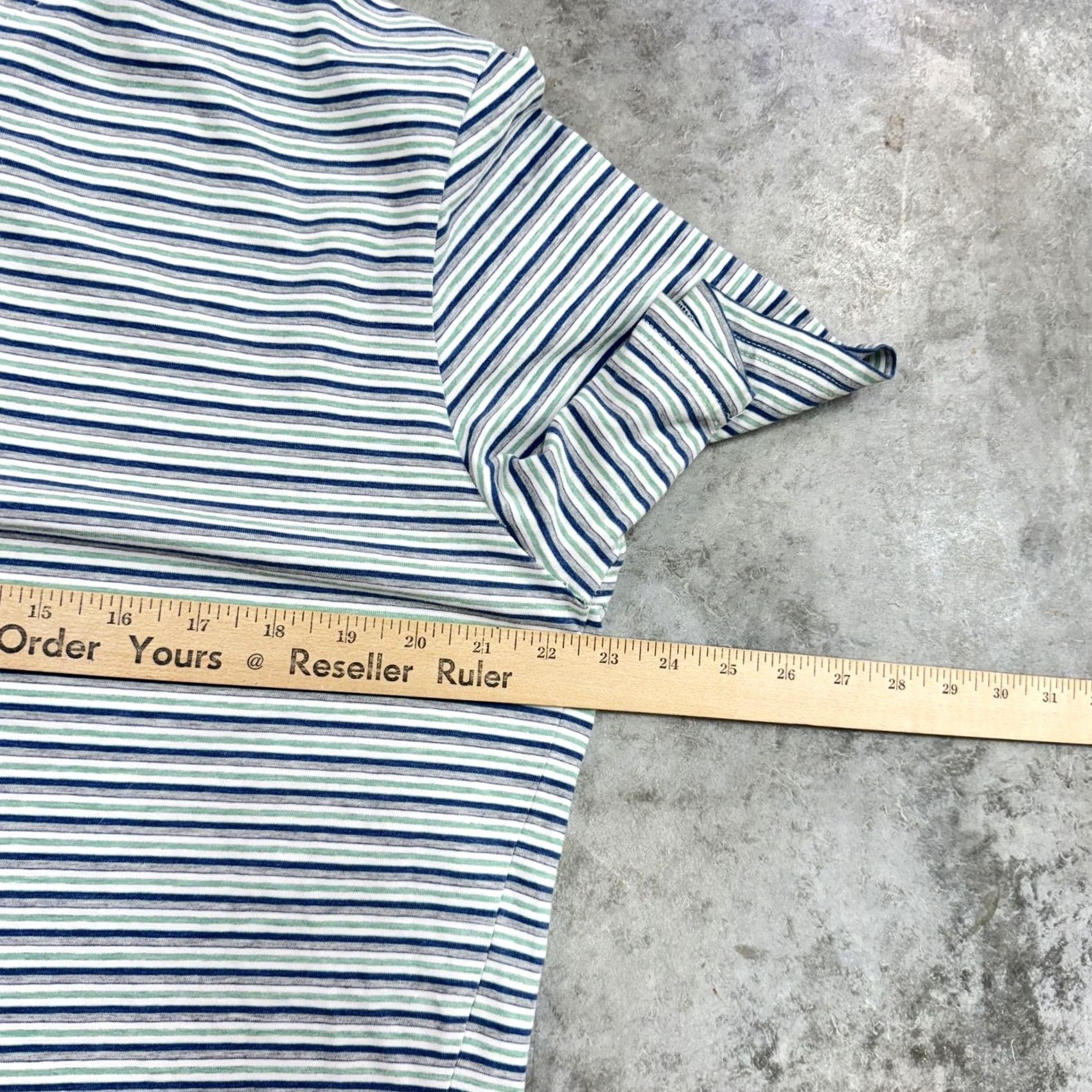 johnnie-O johnnie-O Polo Shirt Mens L Blue Striped Casual Golf Shirt Court Hangin Out White Green Size US L / EU 52-54 / 3 - 7 Thumbnail