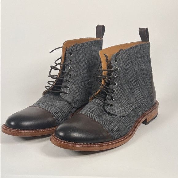 TAFT Taft Charcoal Plaid Leather Men's Boots Size US 10 / EU 43 - 1 Thumbnail