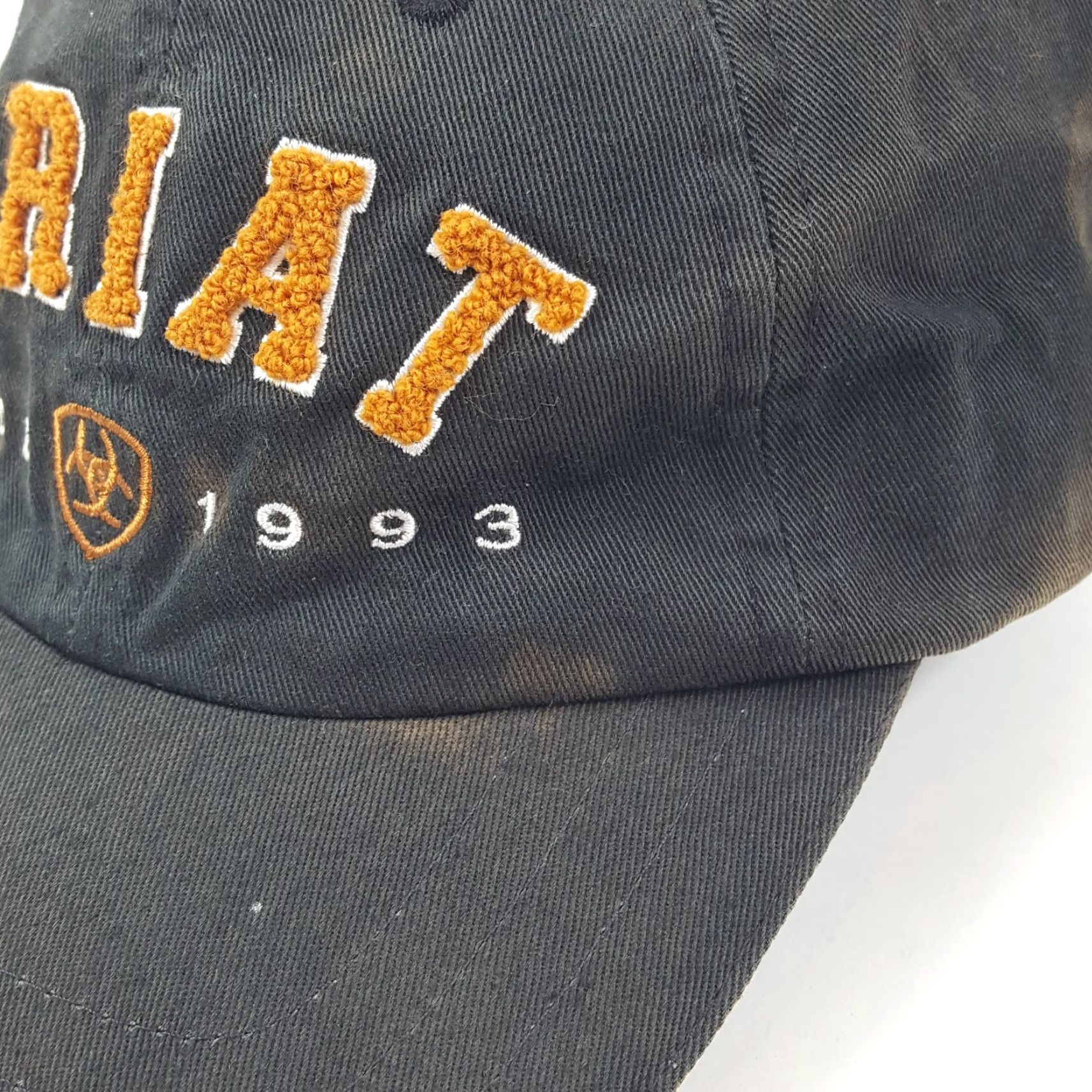 Ariat VINTAGE Ariat Baseball Cap Sun Faded Workwear Snapback Adjustable Black One Size Men Hat 90s Grunge USA 00s Workwear Baseball Mens Size ONE SIZE - 4 Thumbnail