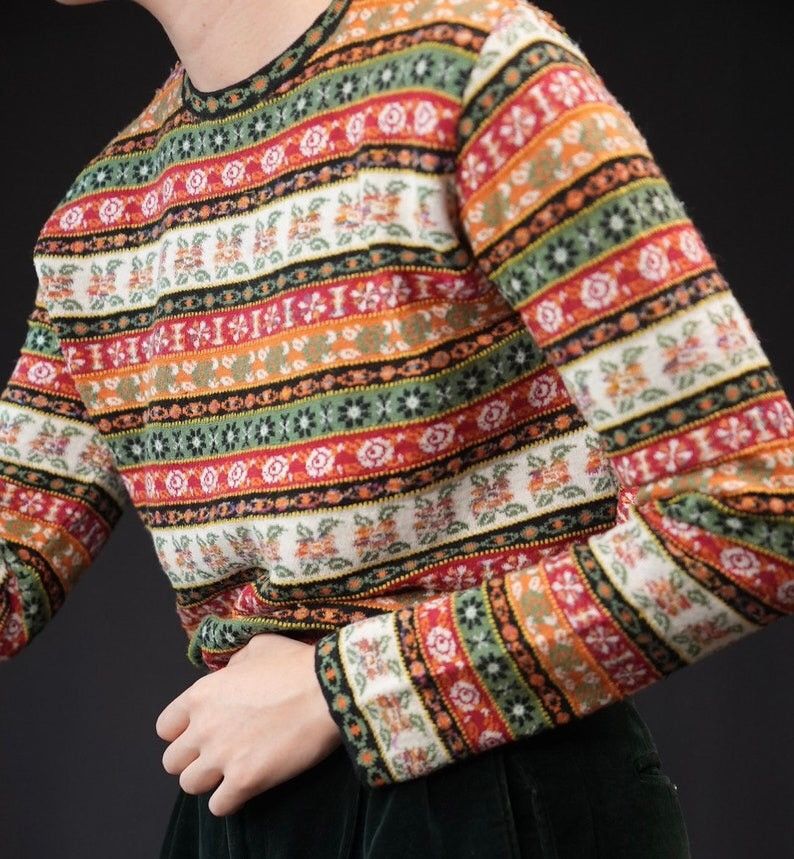 Vintage United Color Of Benetton With Cut Flower Pattern