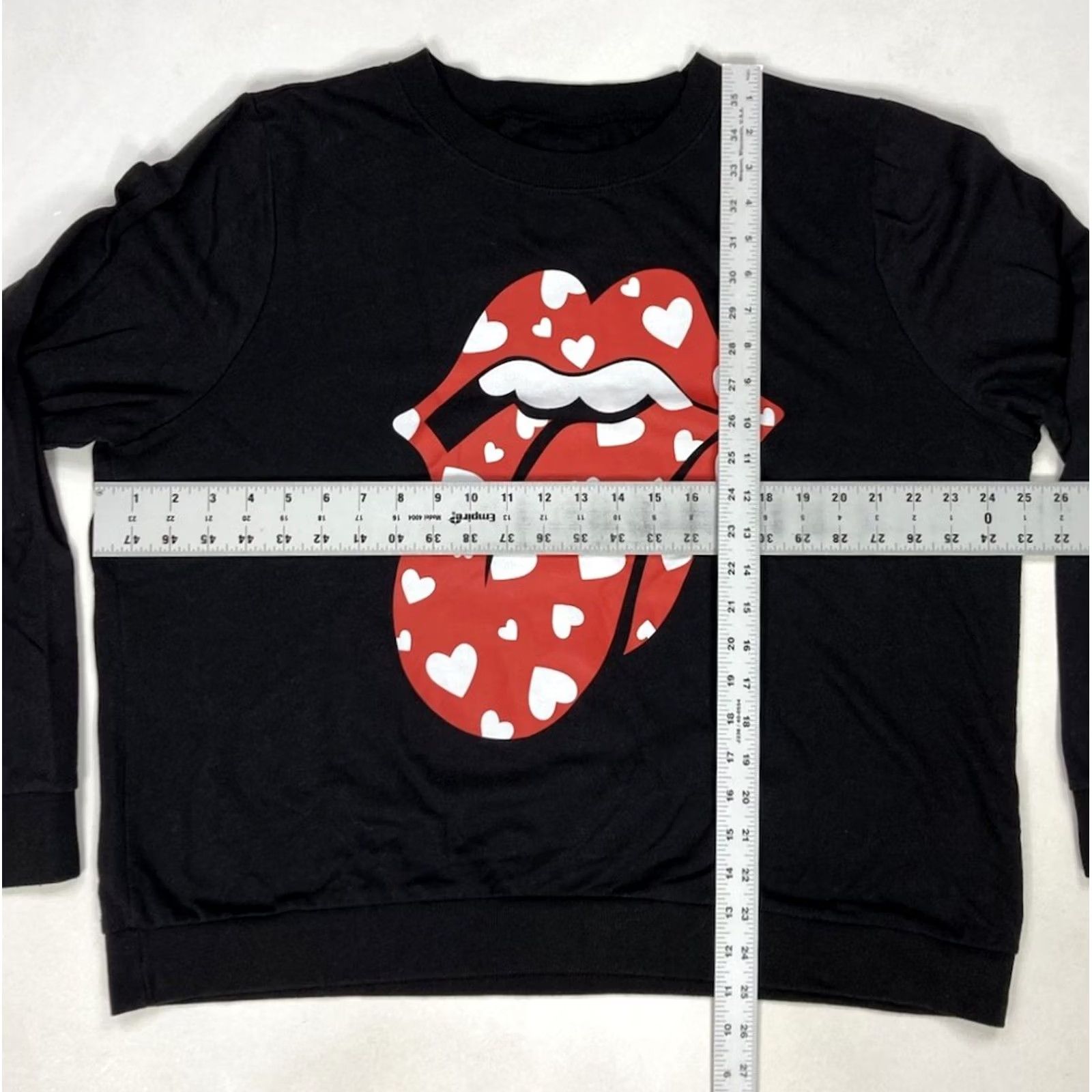 Logo 7 VINTAGE The Rolling Stones Sweatshirt Crew Neck Heart Logo Women XXL Black Lightweight Pullover Casual Music 90s Retro Graphic Print Size XXL / US 16-18 / IT 52-54 - 5 Thumbnail