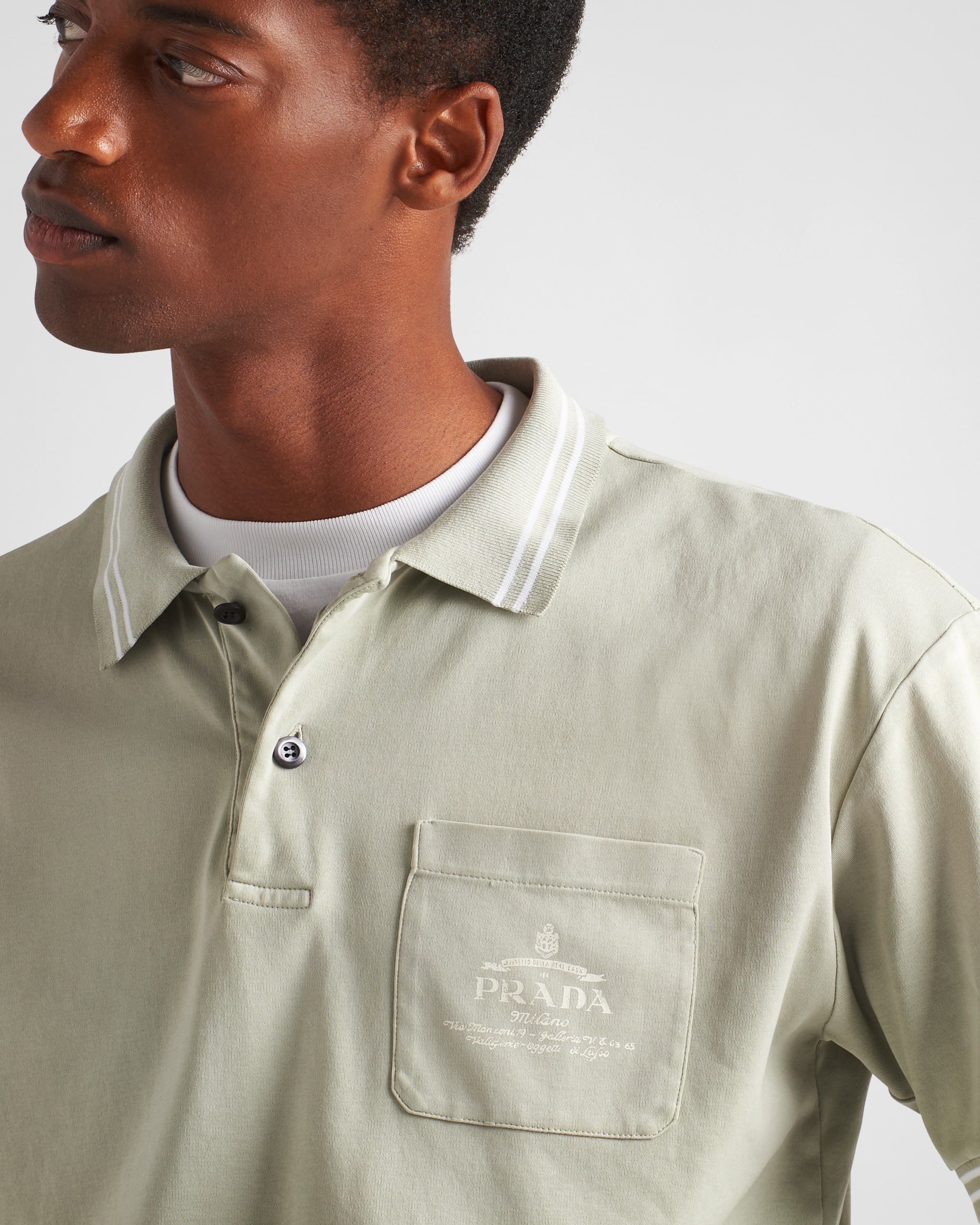Prada o1bcso1str1025 Cotton Polo Shirt in Green Size US S / EU 44-46 / 1 - 4 Thumbnail