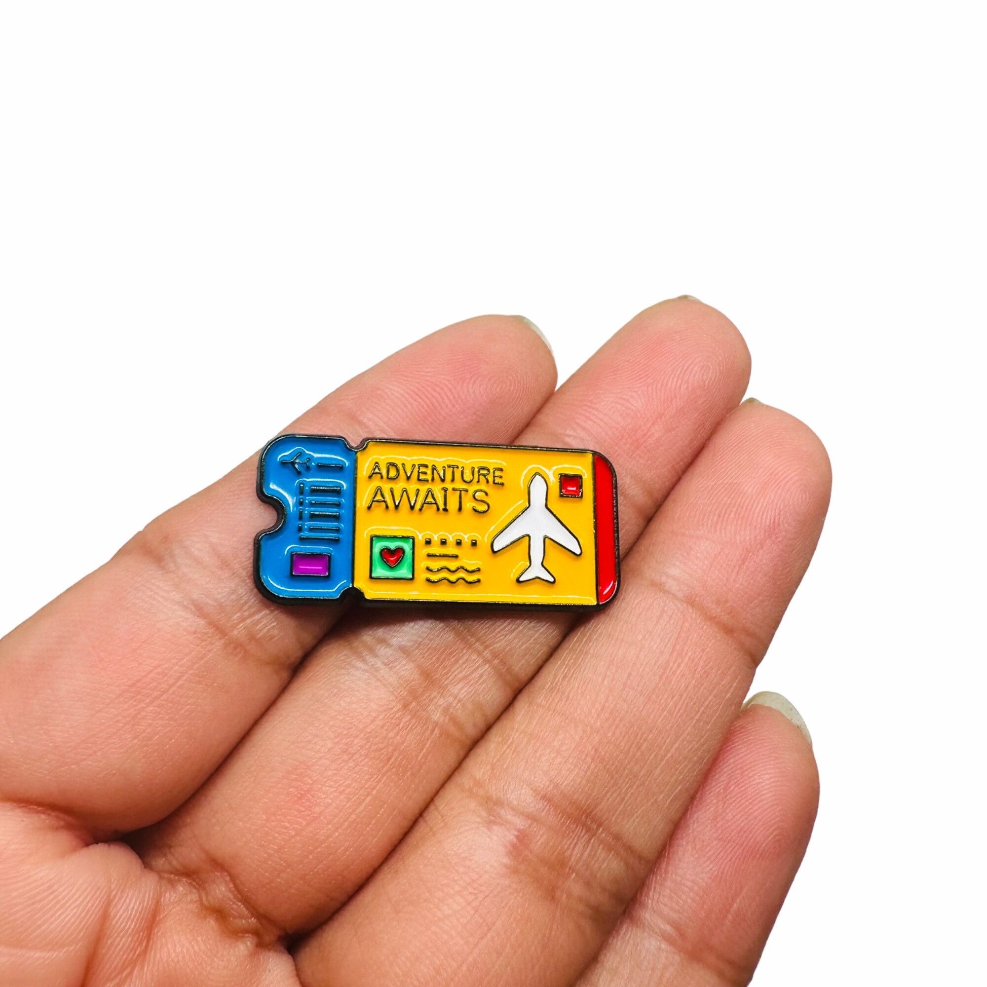 Other ⭐Enamel Pin Airplane Ticket Shaped Brooch Icon Cartoon Adven Size ONE SIZE - 2 Thumbnail