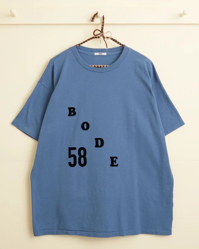 image of Bode Flocked Tee Blue, Men's (Size Medium)