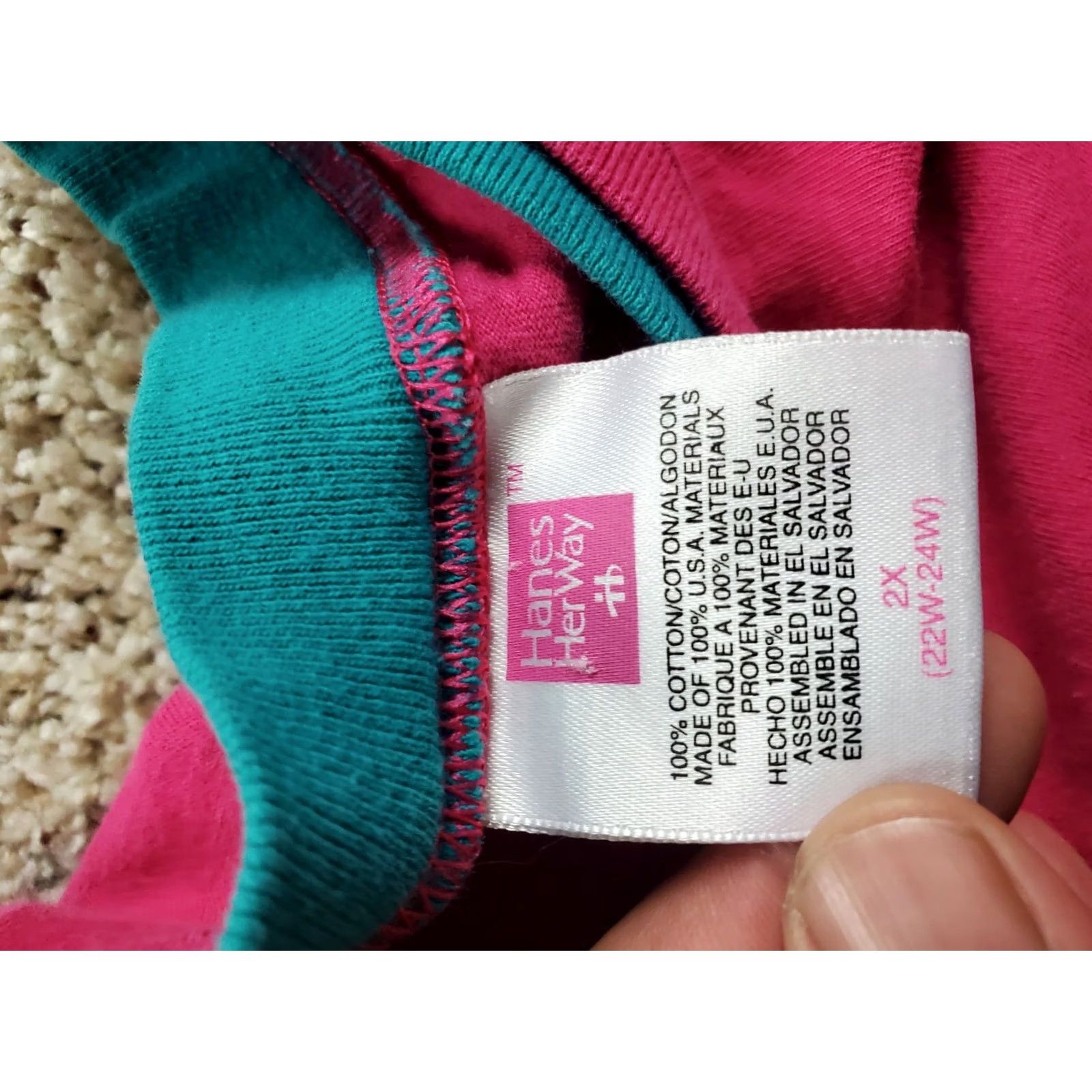 Hanes Hanes Her Way T Shirt 2XL Womens Pink Short Sleeve Cotton Crew Neck 90s Vintage Hanes Pink 2XL Womens 90s Shirt Size XXL / US 16-18 / IT 52-54 - 4 Thumbnail