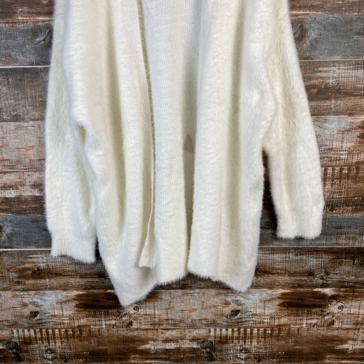 Japanese Brand DL GU White Cardigan Fur shaggy Knitwear #C1089 Size L / US 10 / IT 46 - 3 Thumbnail