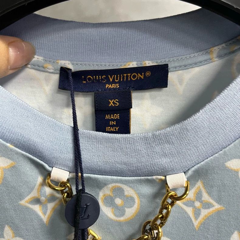 Louis Vuitton louis vuitton Blue Round Neck Full Print Mid-Waist Slim Mi Size XS / US 0-2 / IT 36-38 - 2 Thumbnail