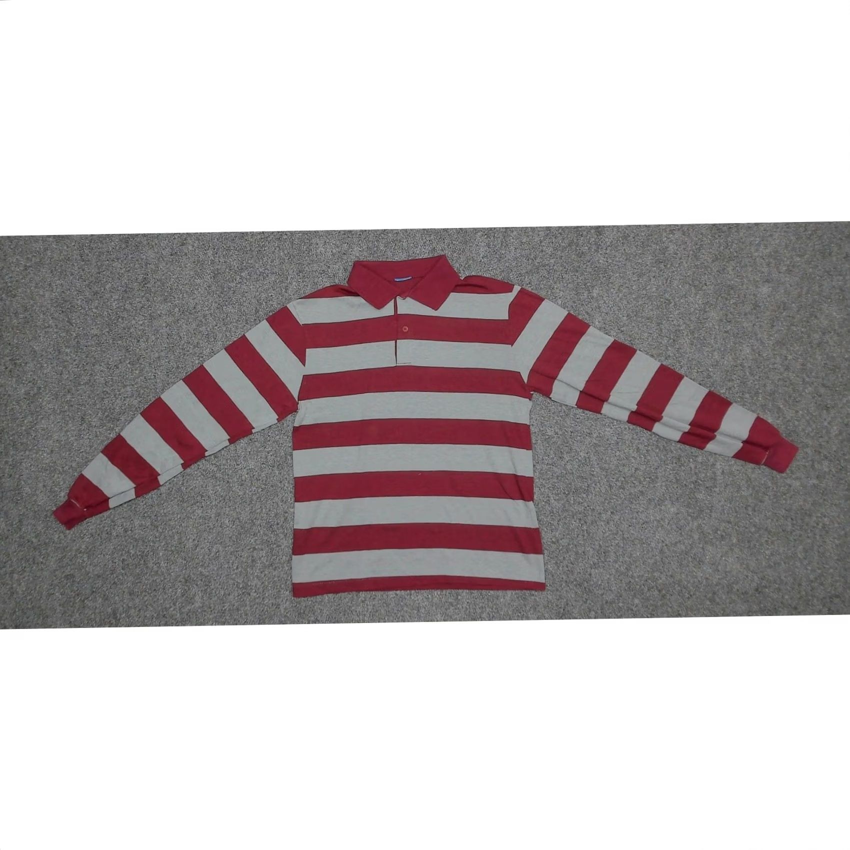 Vintage VINTAGE 70s Striped Polo Shirt Womens Small Burgundy Red Single Stitch Retro Size S / US 4 / IT 40 - 5 Thumbnail