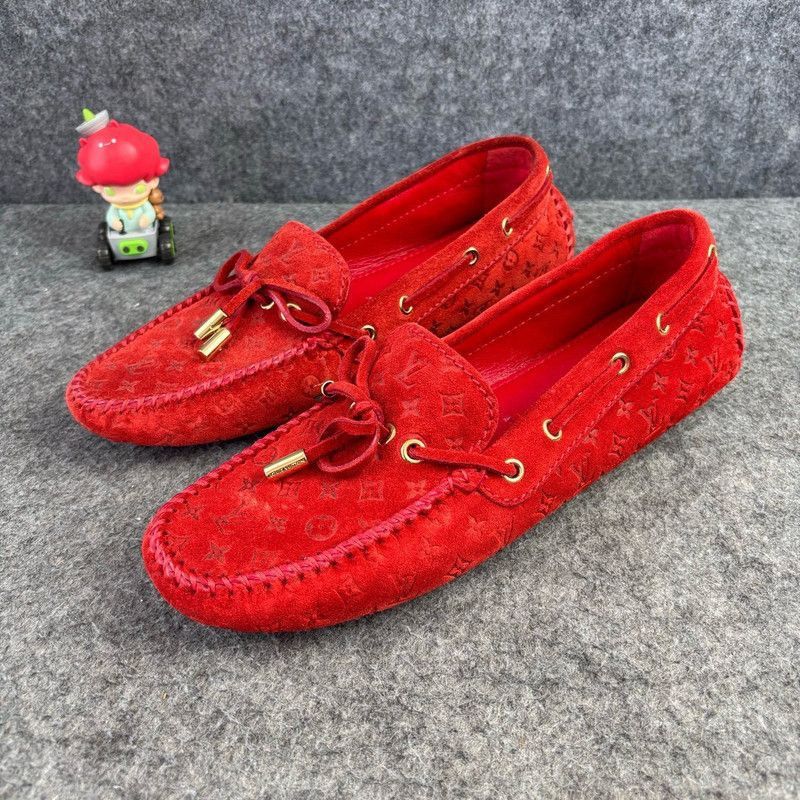 Louis Vuitton Louis Vuitton Red Suede Moccasin Loafers - Size US 7.5 / EU 40-41 - 1 Thumbnail