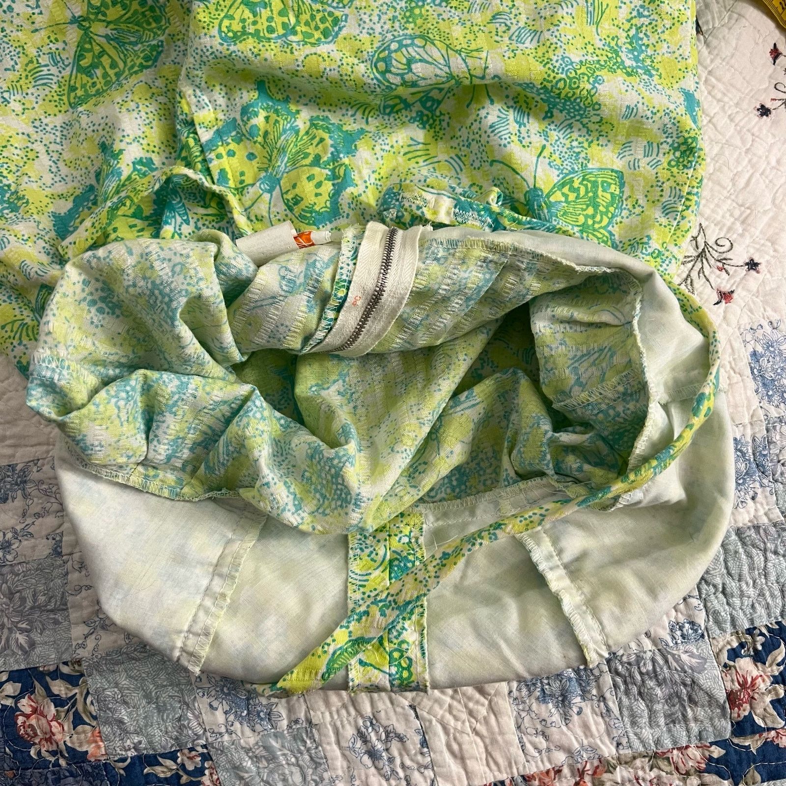 Lilly Pulitzer 60s Lilly Pulitzer Blue Green Daisy Butterfly Strap Sundress Size M / US 6-8 / IT 42-44 - 12 Thumbnail
