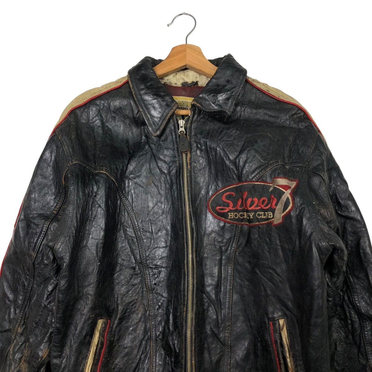 Avirex 🔥VINTAGE VARSITY LEATHER JACKET AVIREX USA SILVER HOCKEY Size US S / EU 44-46 / 1 - 3 Thumbnail