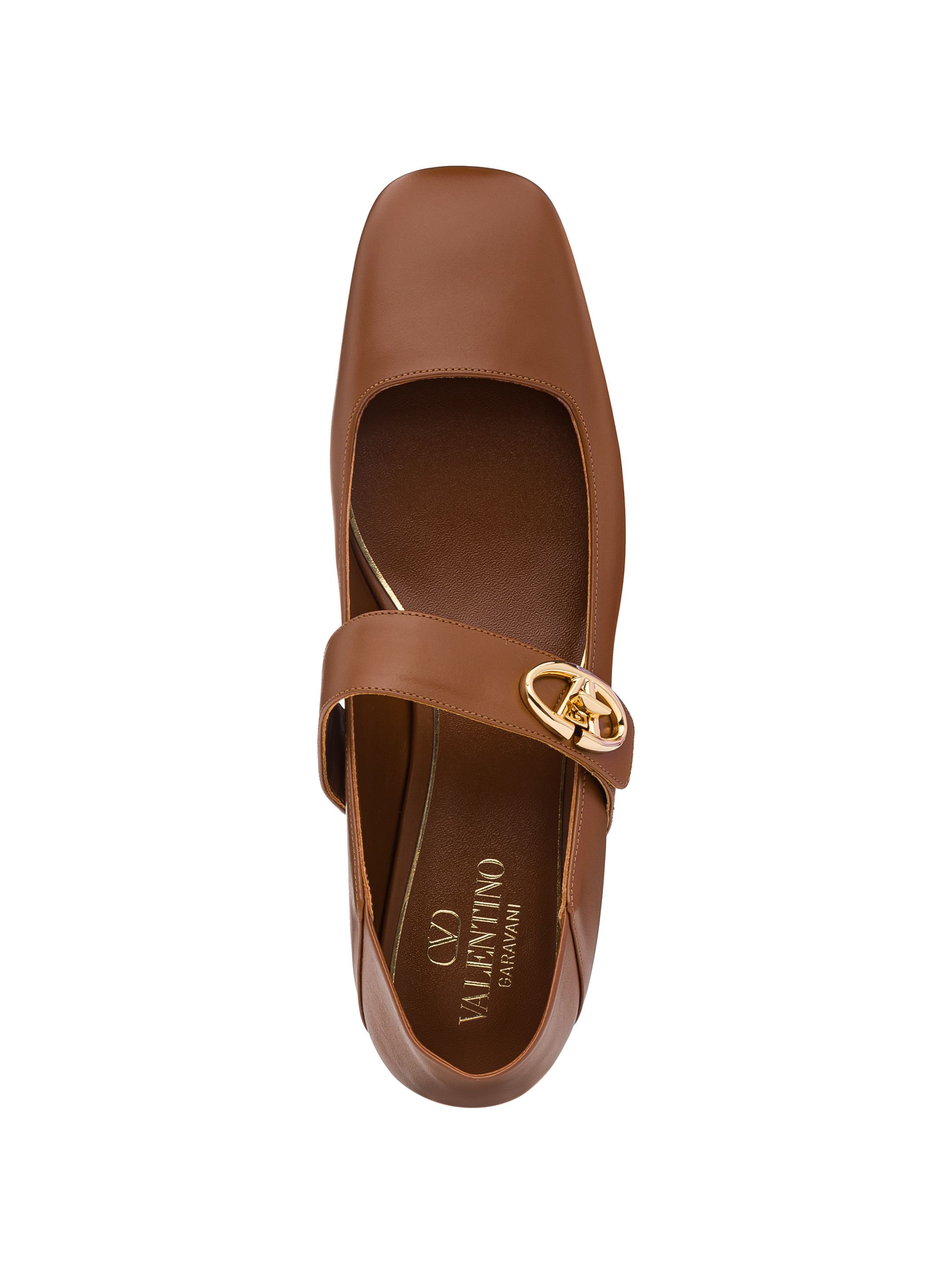 Valentino o1s22i1n0924 Vlogo Locker Mary-Jane Flats in Brown Size US 10 / IT 40 - 4 Thumbnail