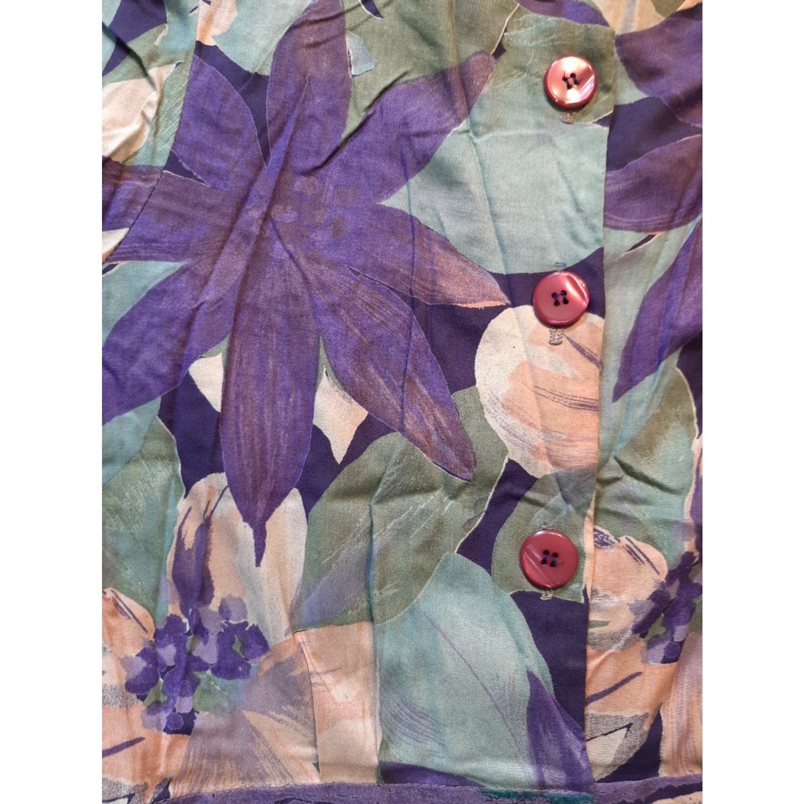 Vintage VINTAGE Positive Attitude Long Dress Blue Purple Short Sleeve Button Down SZ 5/6 Size 27" / US 4 / IT 40 - 2 Thumbnail