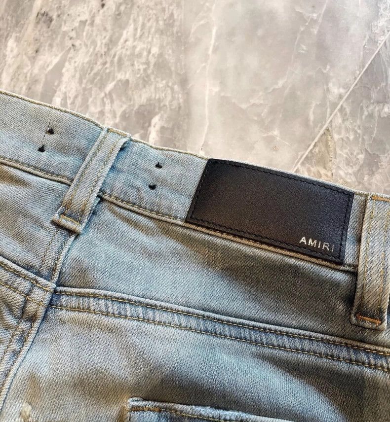 Amiri Amiri Fresh Blue Double-Destroyed Track Jeans Size US 29 - 3 Thumbnail