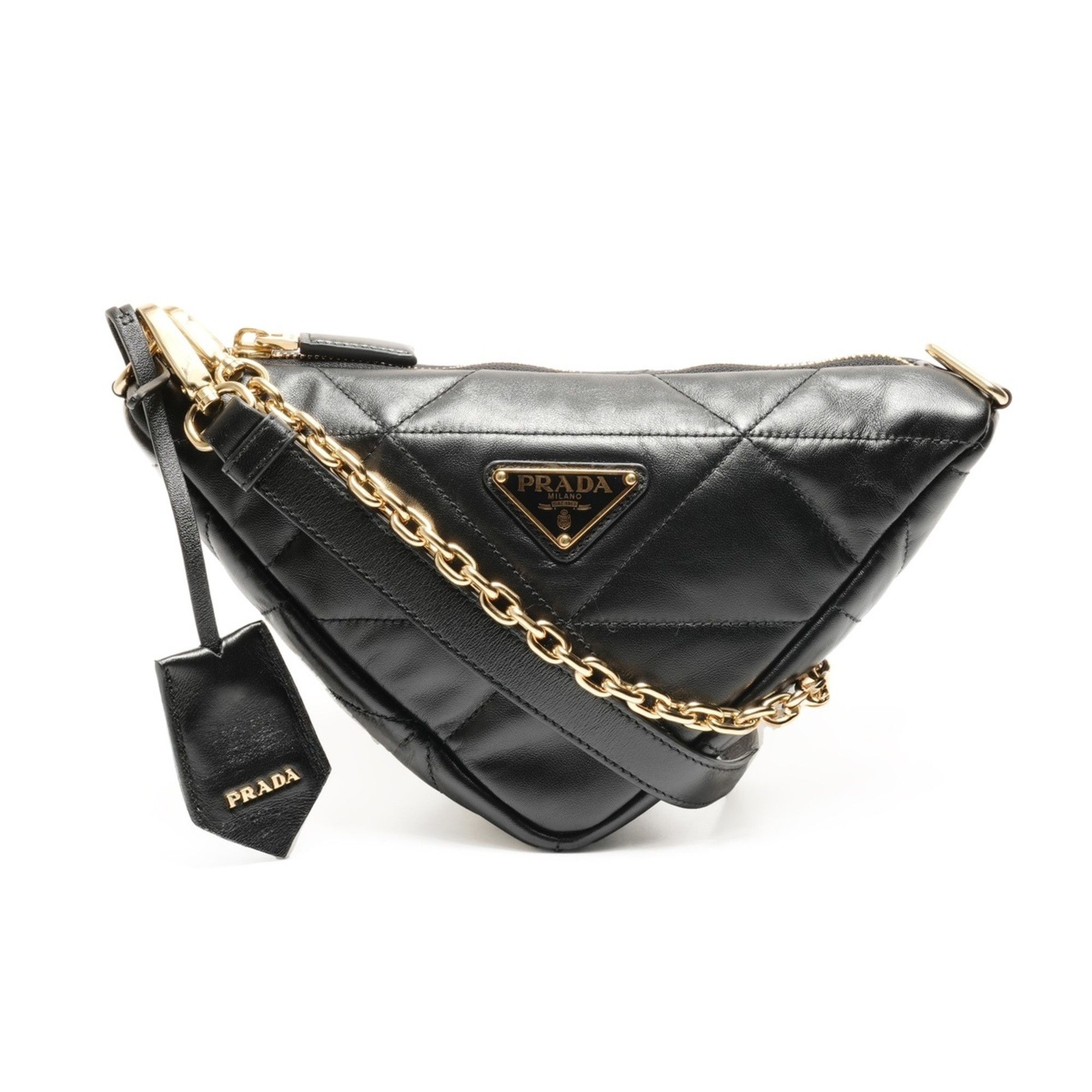 Prada Prada Nappa Leather Quilted Triangle Shoulder Bag, Black, WS26291 Size ONE SIZE - 1 Thumbnail