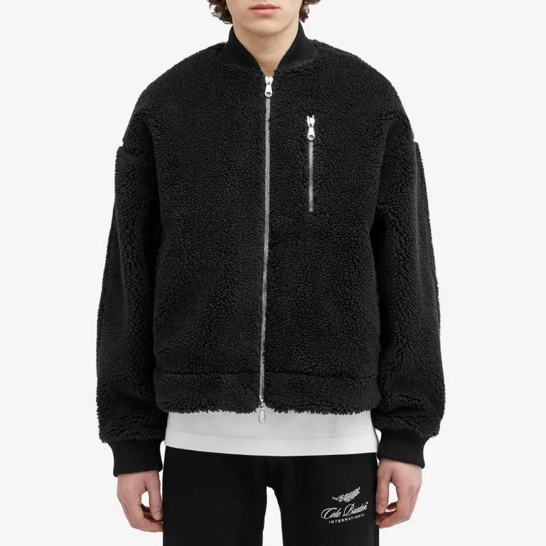 Cole Buxton Black Wool Fleece Bomber Jacket Size US L / EU 52-54 / 3 - 2 Thumbnail
