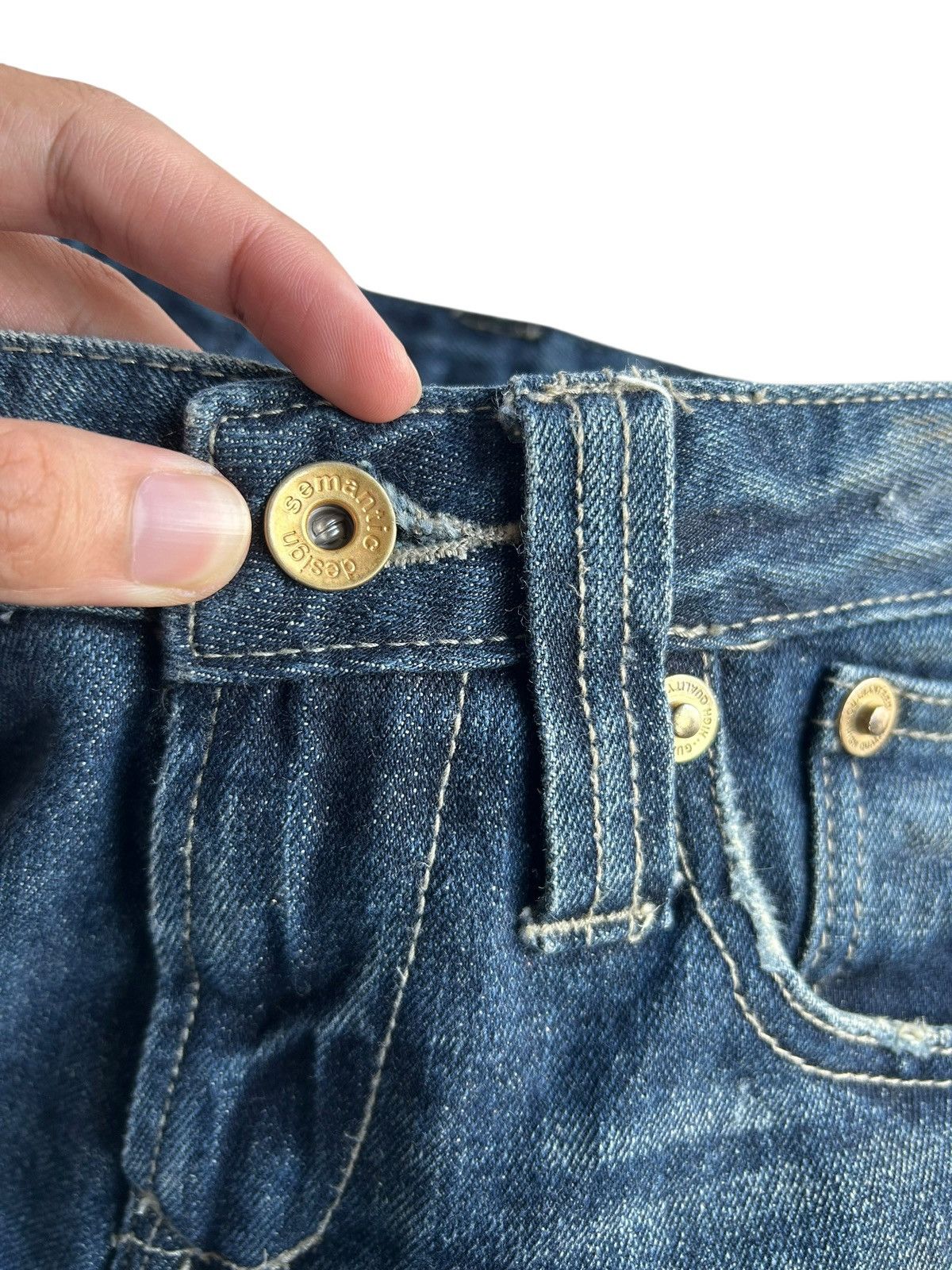 Kapital Flare Semantic Design Japanese Distressed Denim Jeans Size US 31 - 8 Thumbnail