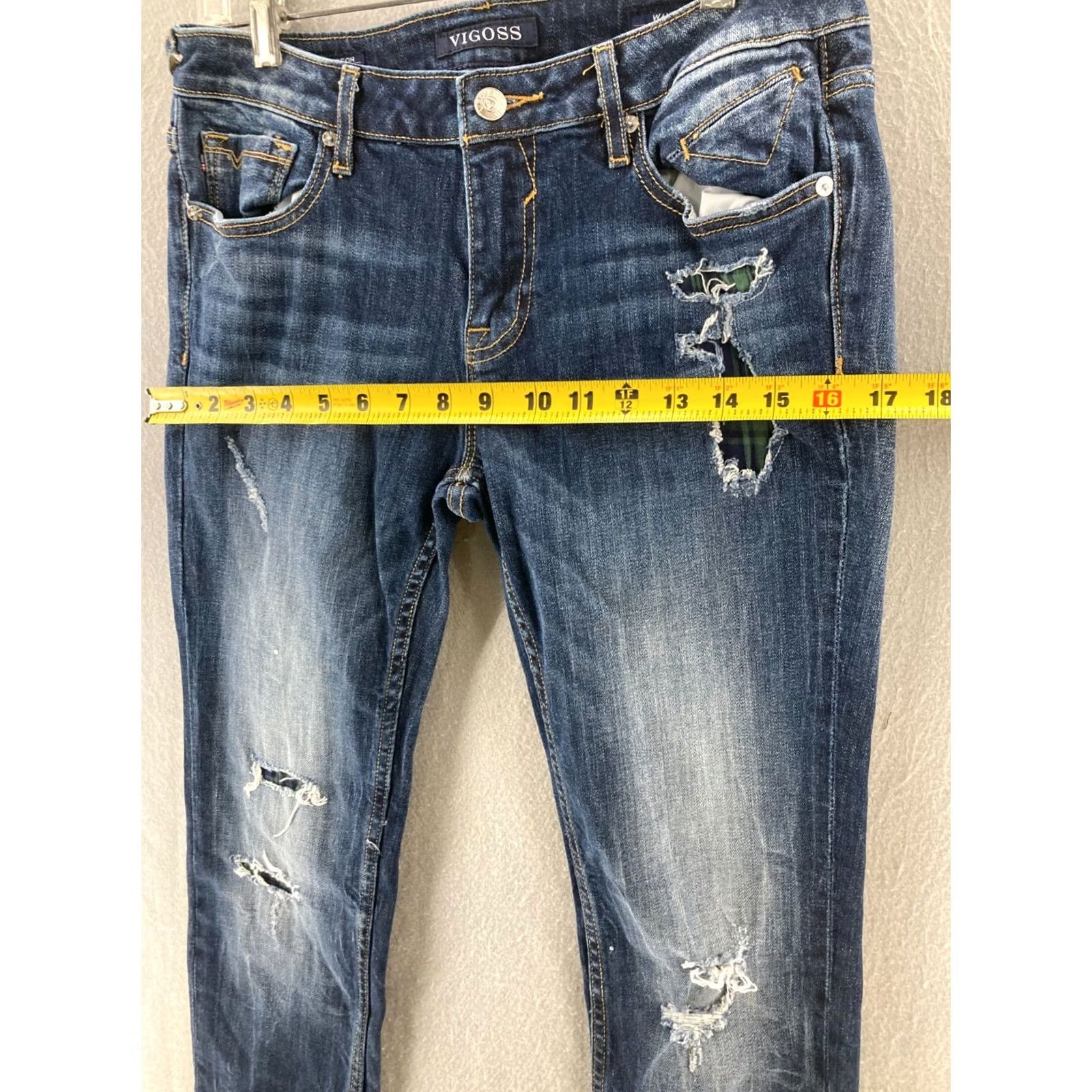 Vintage Vigoss Jeans Womens 28x27 Thompson Tomboy Skinny Pants Distressed Low Rise Size 28" / US 6 / IT 42 - 3 Thumbnail