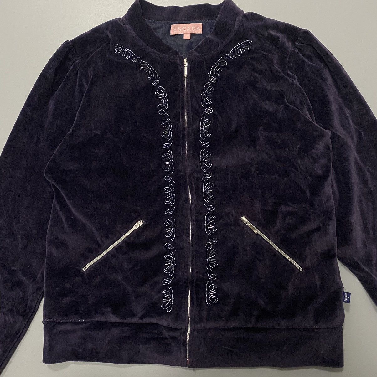 Escada Escada Women’s S Velour Velvet Boomber Jacket Size S / US 4 / IT 40 - 3 Thumbnail