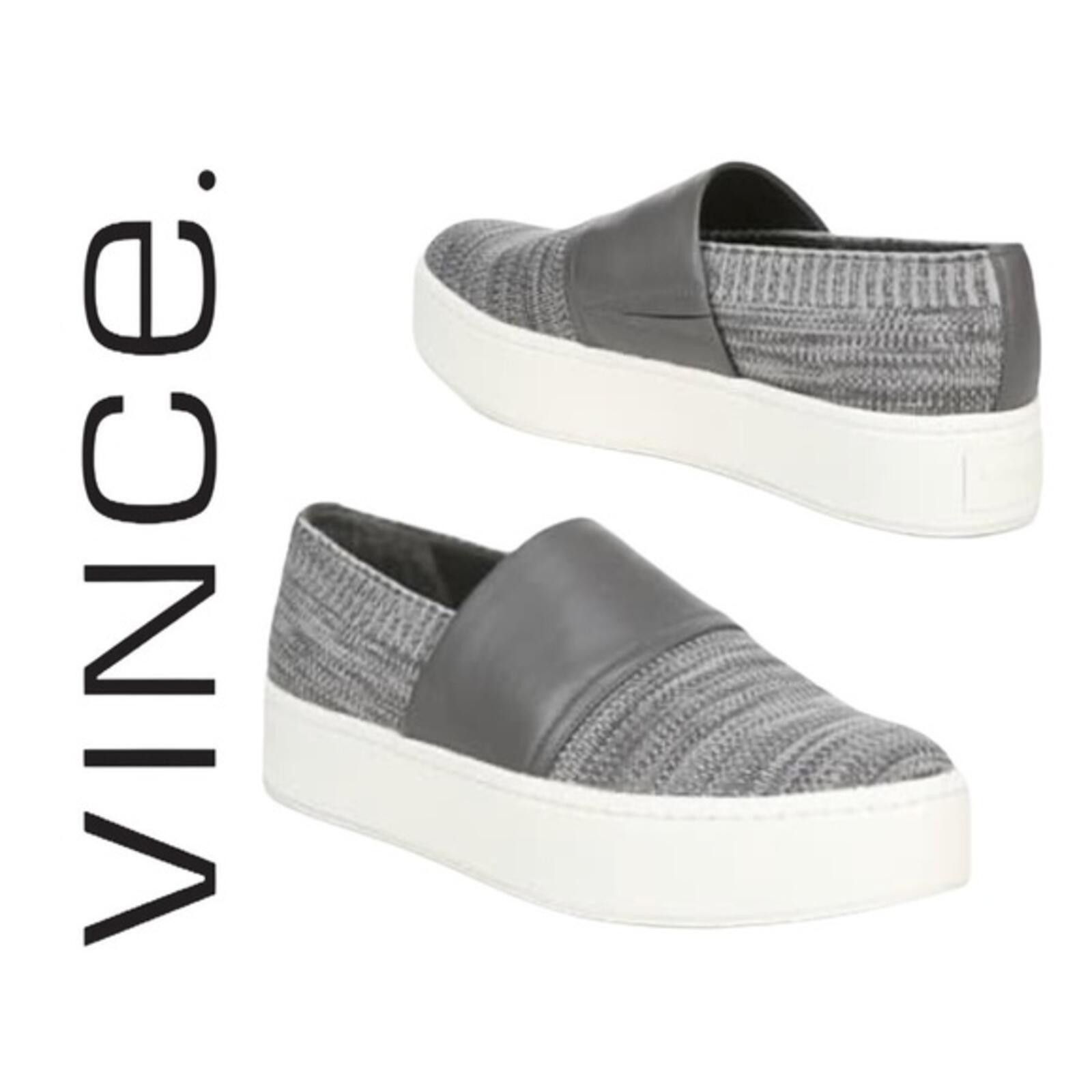 Vince Vince Ward Gray Knit & Leather Slip-On Platform Sneakers-8.5 Size US 8.5 / IT 38.5 - 1 Thumbnail