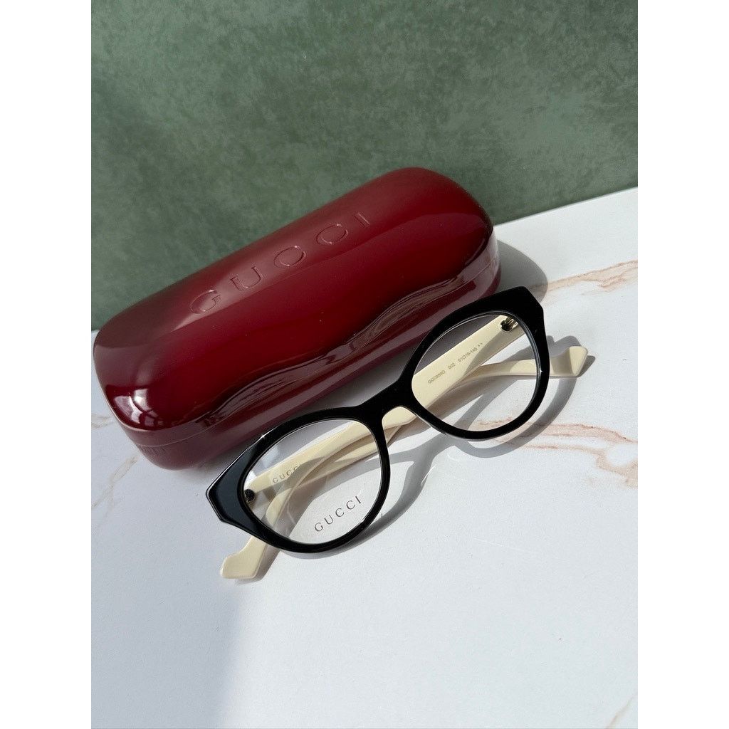 Gucci NEW Gucci GG0959O Cat Eye Black Ivory Eyeglass Frames Size ONE SIZE - 2 Thumbnail