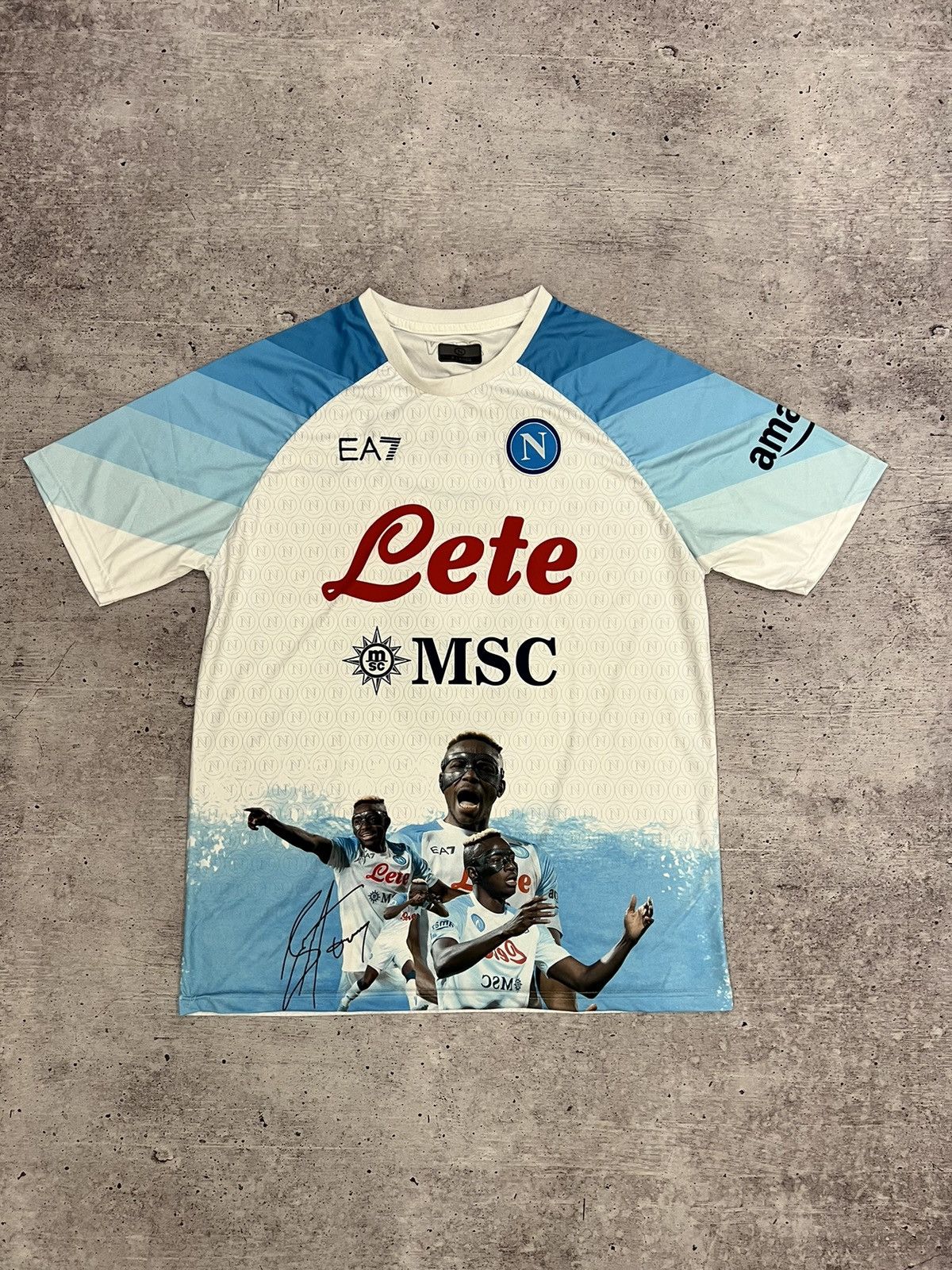 image of Soccer Jersey x Vintage napoli Ea7 2022/2023 Osimhen Face Game Jersey in White, Men's (Size XL)