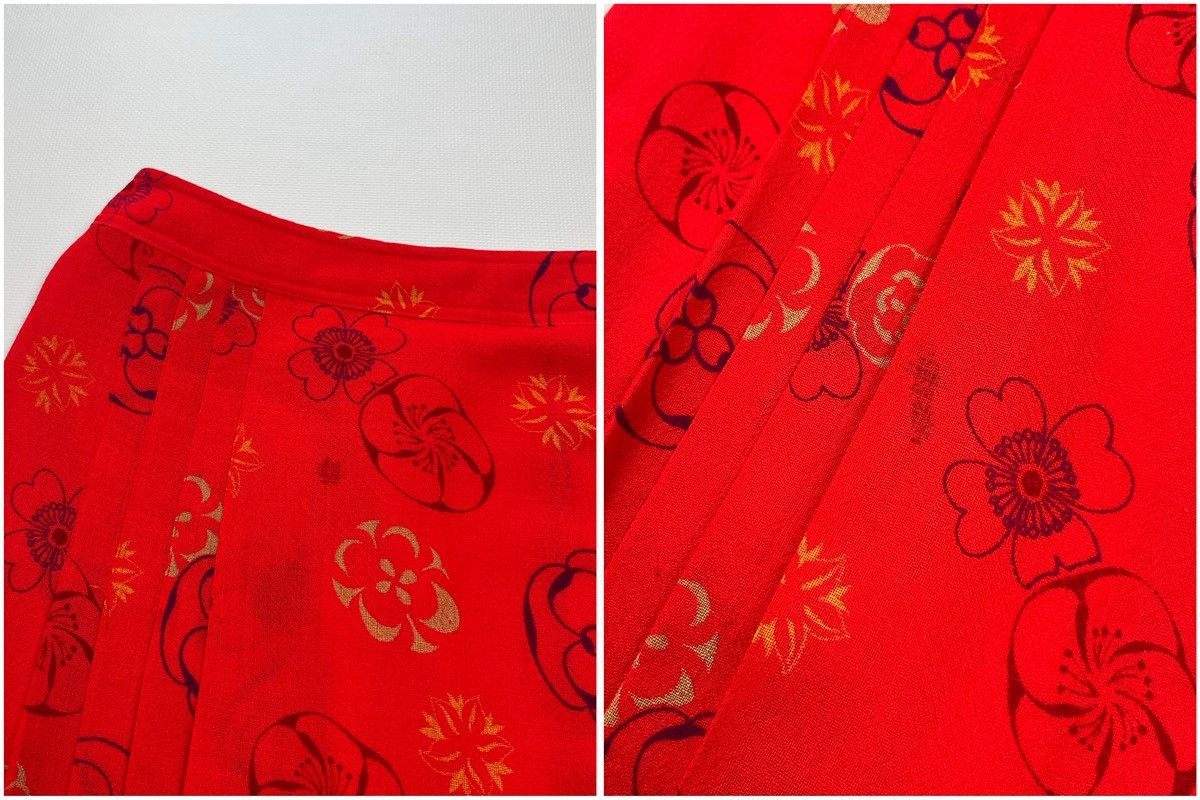 Celine Vintage 80s CELINE Paris Skirt Suit Red Floral Wool Size 40 Size M / US 6-8 / IT 42-44 - 21 Thumbnail