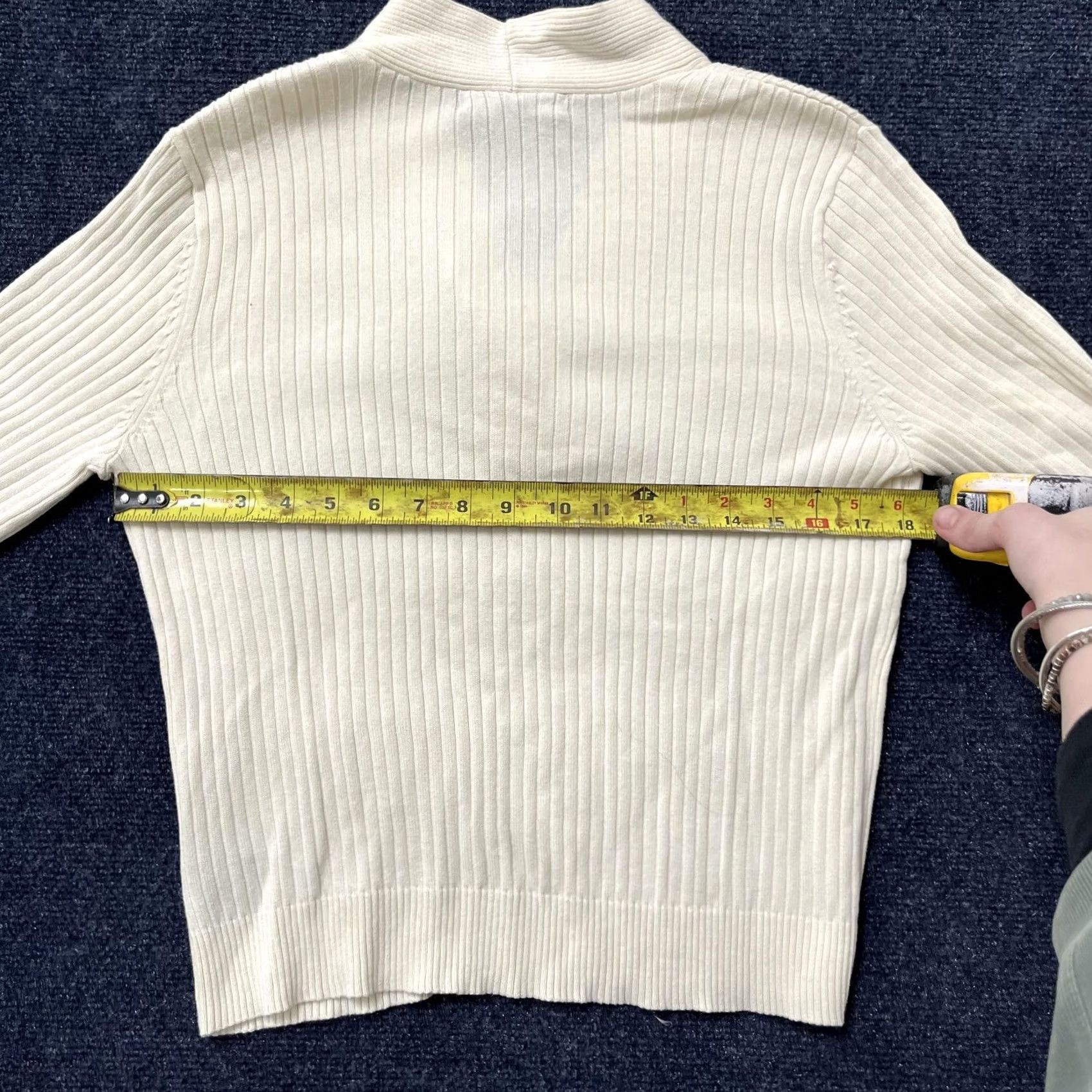 Ralph Lauren VINTAGE Lauren Ralph Lauren Sweater Womens Petite Large White Ribbed Shawl Collar Cotton Size L / US 10 / IT 46 - 5 Thumbnail