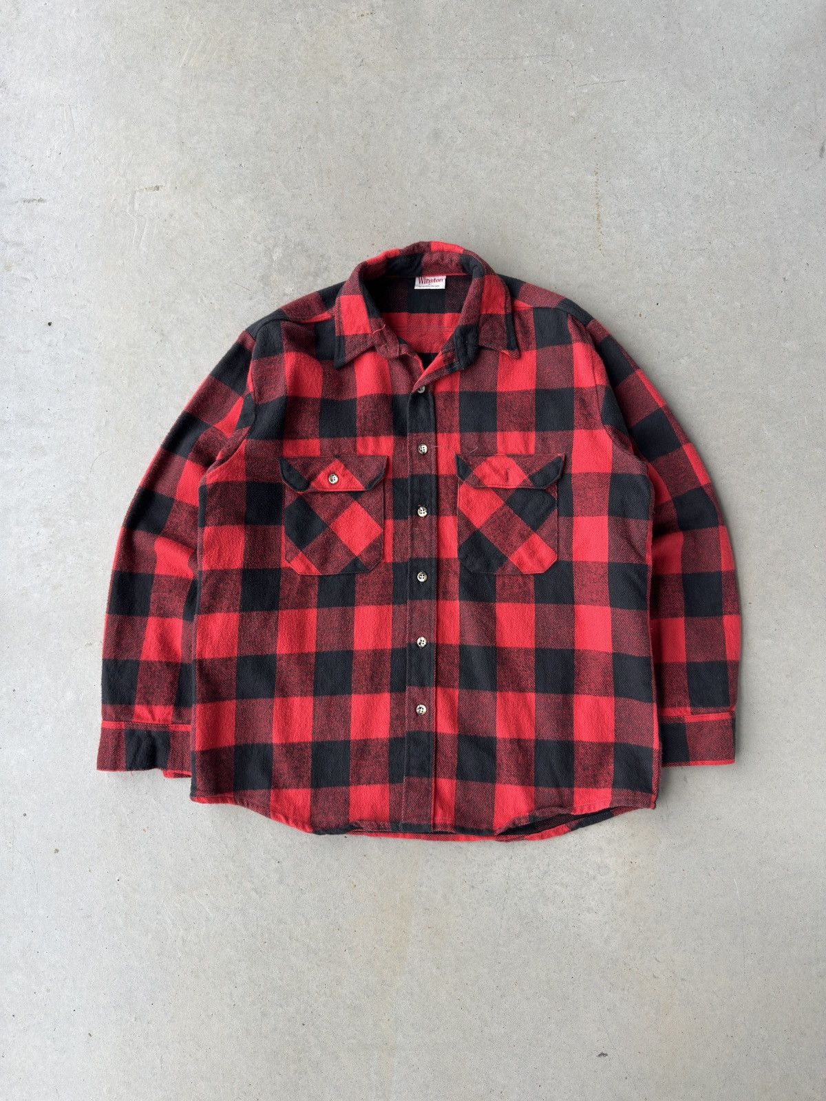 Vintage Vintage 90s Winston Red and Black Plaid Flannel Size US L / EU 52-54 / 3 - 1 Thumbnail