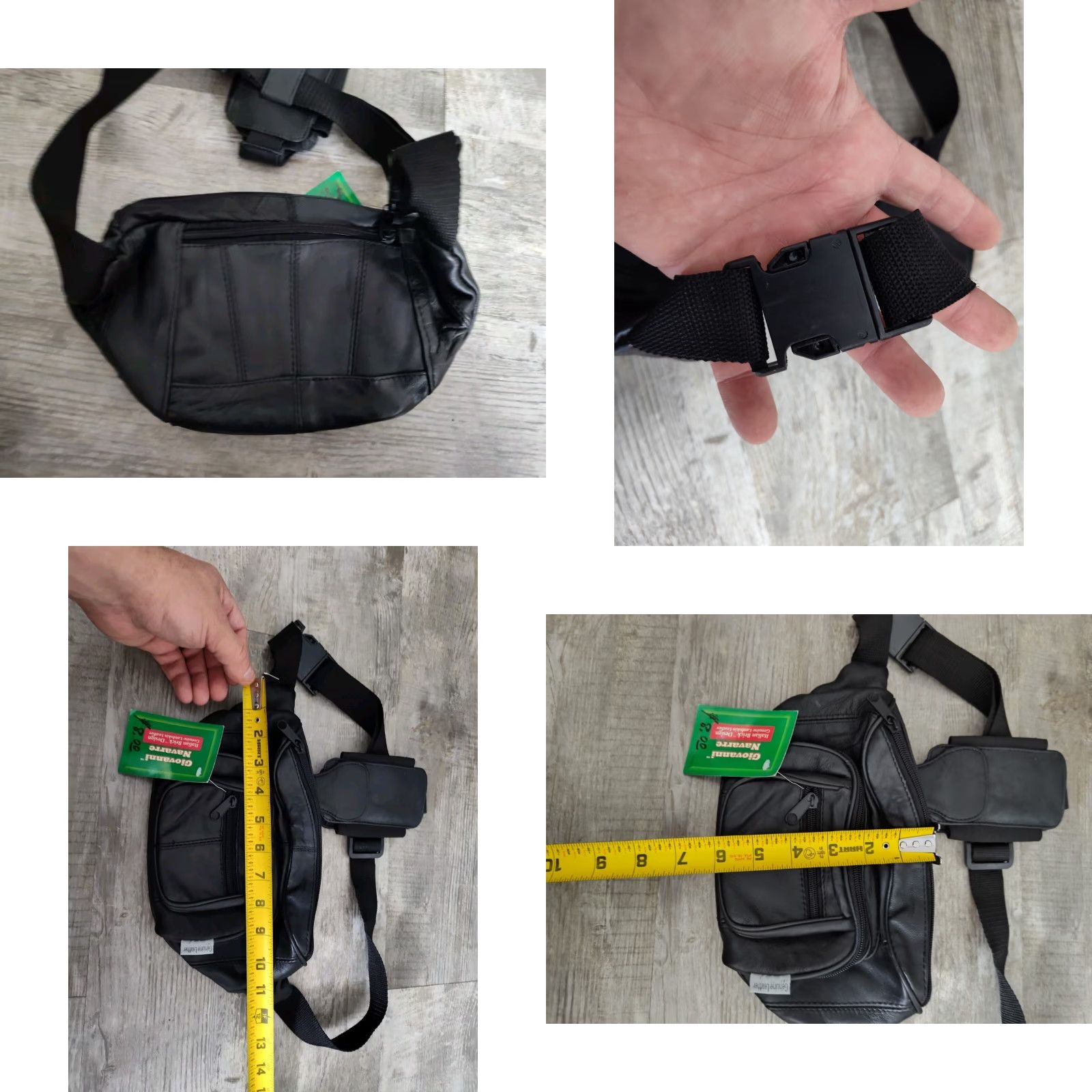 Vintage VINTAGE Giovanni Navarre Leather Belt Bag Fanny Pack Men Black 90s Travel Pockets Adjustable Strap Mens Size ONE SIZE - 8 Thumbnail