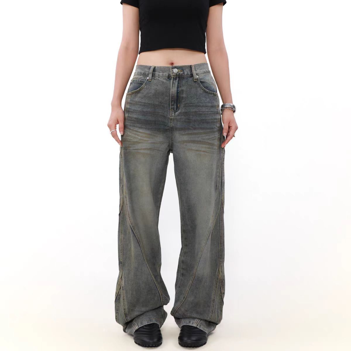 Japanese Brand × Jean Vintage high street grey baggy jeans Size US 30 / EU 46 - 2 Thumbnail