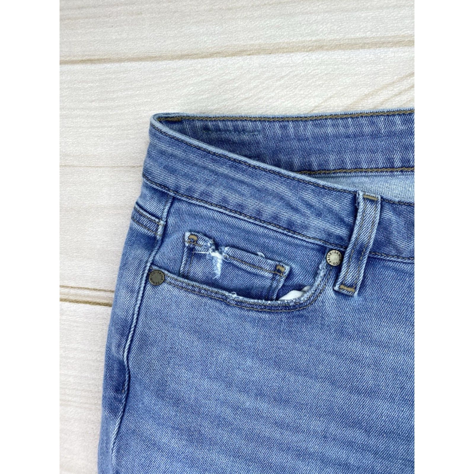 Paige Kylie Paige Jeans Women 30 Blue Crop Distressed Stretch Denim Fringe 5-Pocket Mid Rise Jeans Womens XS-.. Size 30" / US 8 / IT 44 - 2 Thumbnail