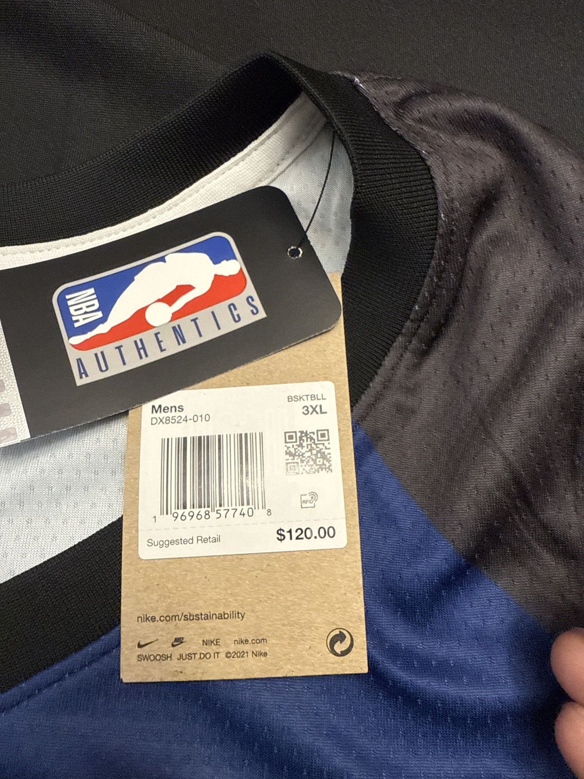 Nike *NEW*Size 60 City Edition Nets Jersey 3XL/2XL Size US XXL / EU 58 / 5 - 5 Thumbnail