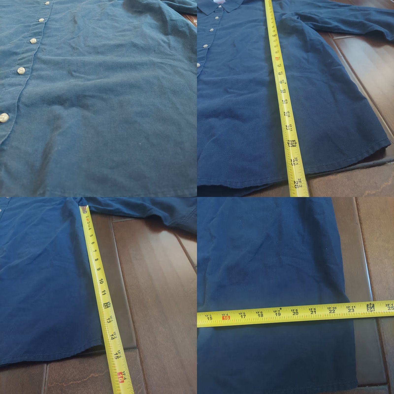 Vintage Chic Classic Collection Women's Blue Long Sleeve Button-Up Dress Shirt L Blue Solid Cotton-Polyester B720 Size L / US 10 / IT 46 - 8 Thumbnail