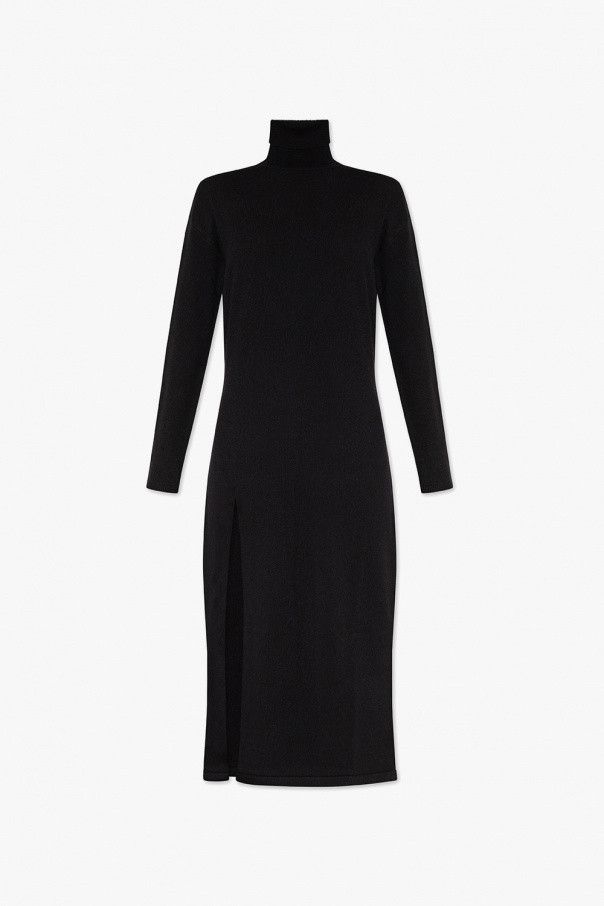 image of Saint Laurent Paris Oc11Z10524 Long Turtleneck Dress In Cashmere In Black, Women's (Size Small)