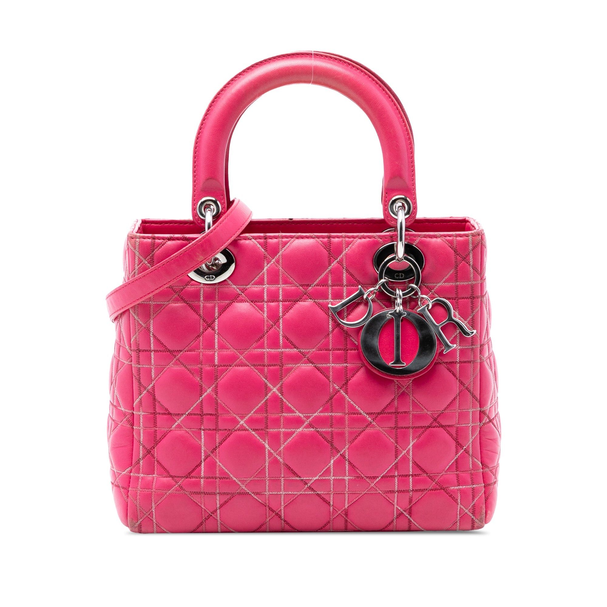 Dior Medium Lambskin Cannage Contrast Stitch Lady Dior Size ONE SIZE - 1 Thumbnail