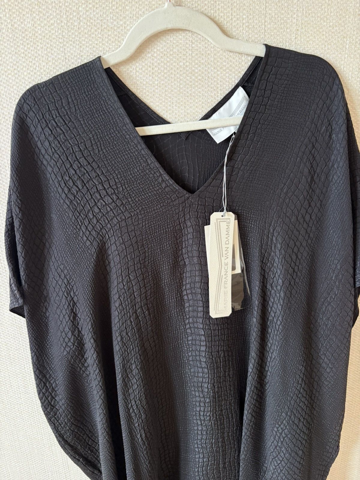 Other Marie France Van Damme Black Croc Embossed Midi Dress Silk Size ONE SIZE - 4 Thumbnail