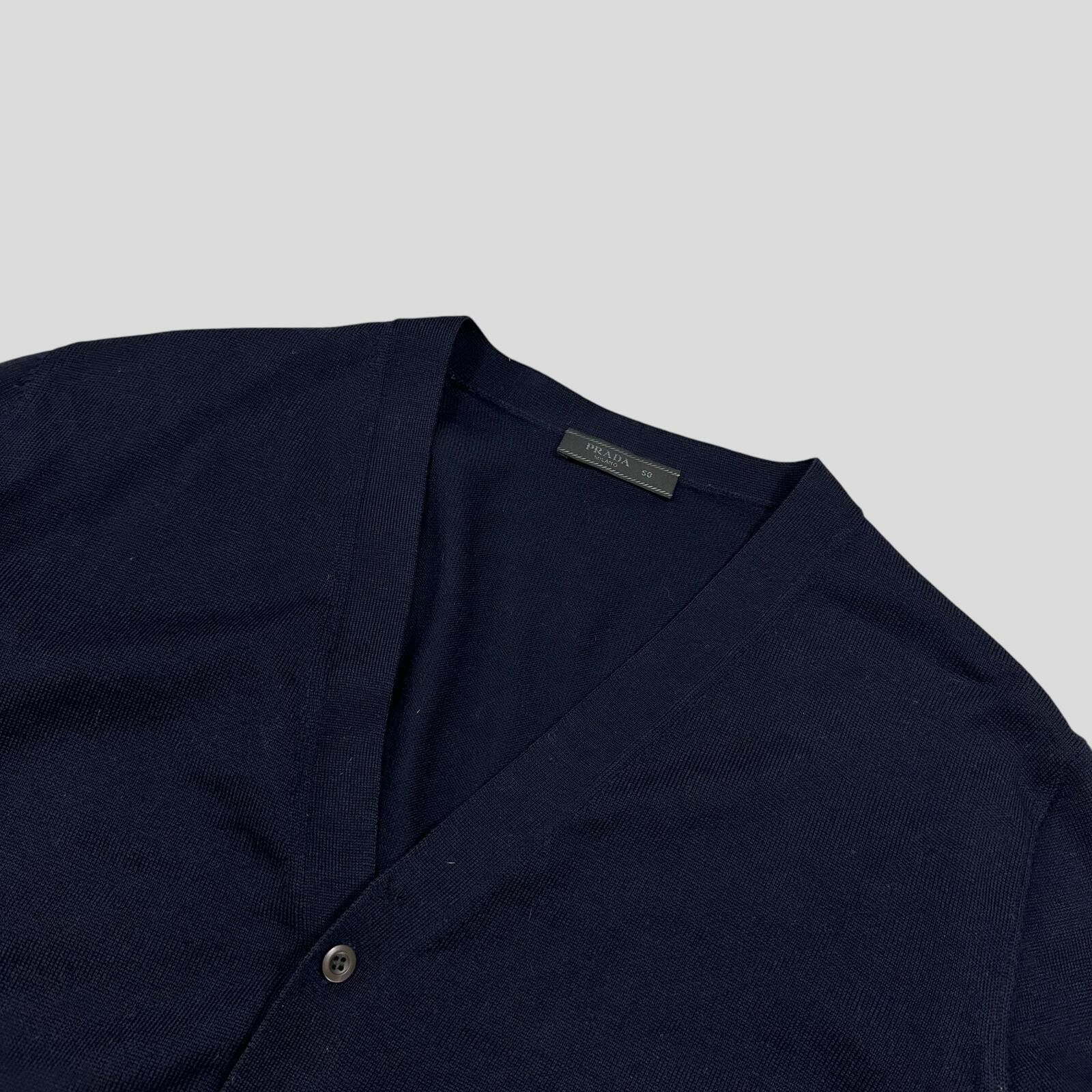 Prada Prada Milano 2017 Virgin Wool Minimalist Navy Cardigan - M Size US M / EU 48-50 / 2 - 2 Thumbnail