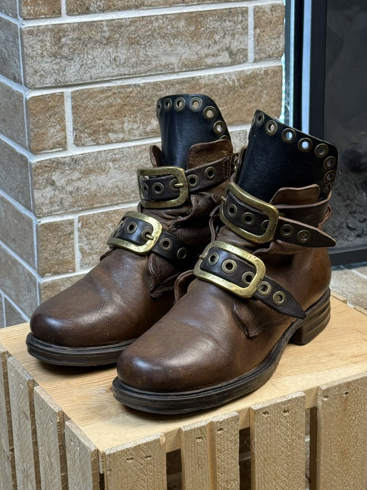 A.S.98 A.S.98 Airstep Brown Leather Biker Boots Size US 6 / IT 36 - 2 Thumbnail