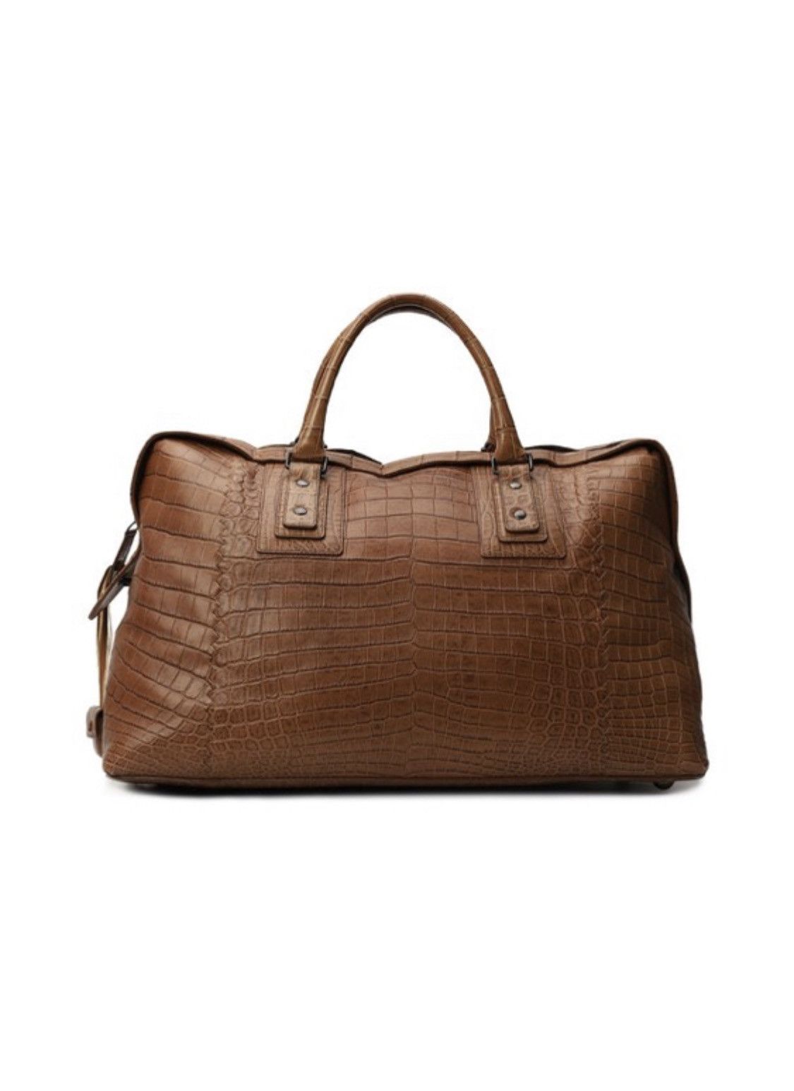 image of Bottega Veneta Doctor’S Leather Crocodiles Effect Brown Bag, Men's