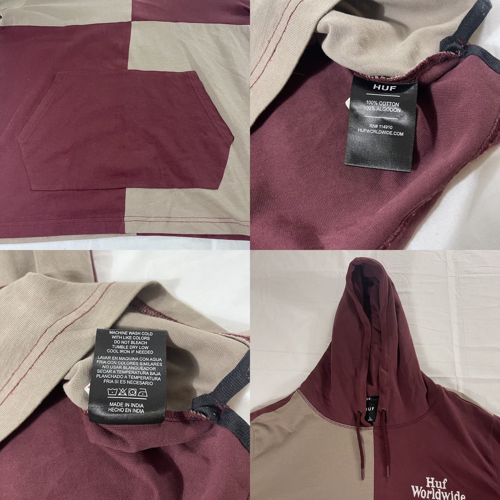 Huf HUF Hoodie T-Shirt Colorblock Multicolor Logo Embroidered Size US L / EU 52-54 / 3 - 9 Thumbnail